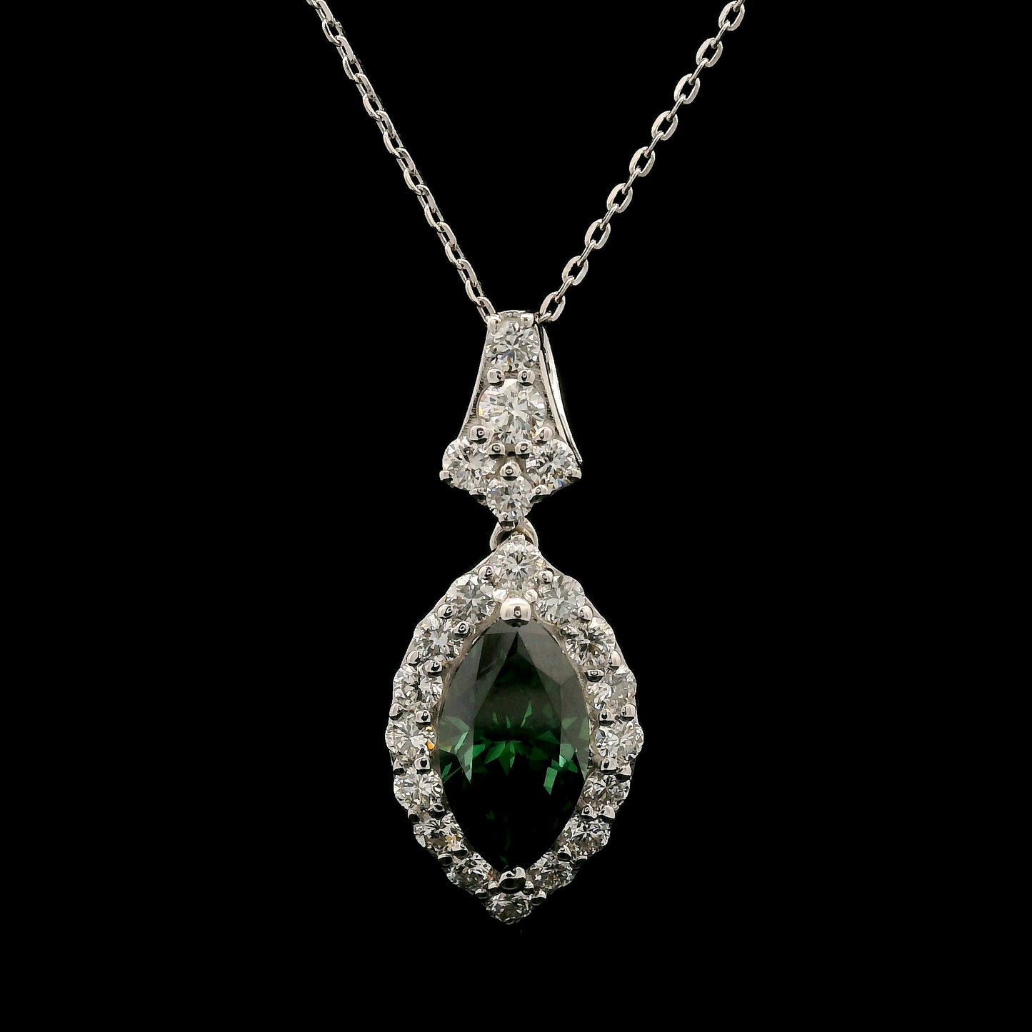 2.16 Carats Green Lab Grown Diamond 14K Gold Pendant