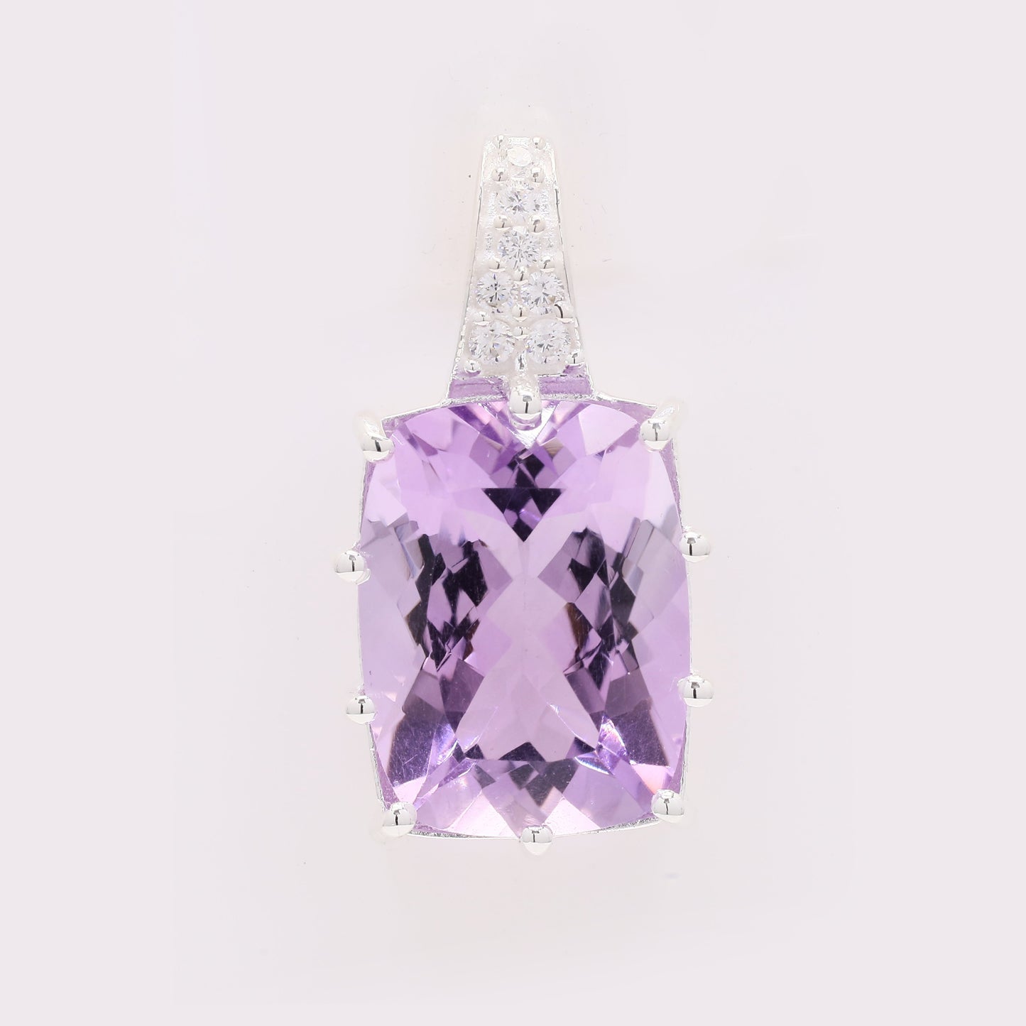 10.00 Ct Cushion Amethyst 925 Silver Pendant