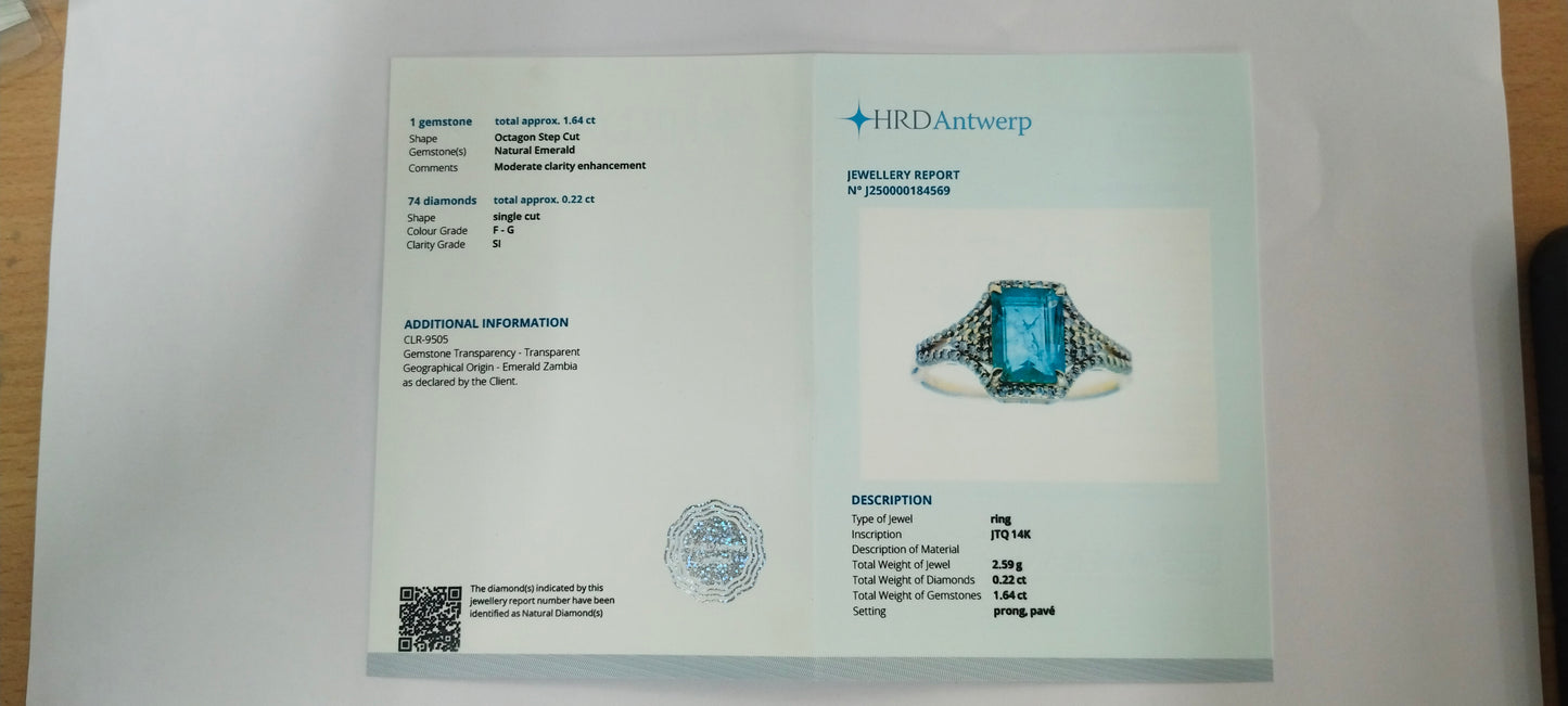 1.86 Ct Octagon Step Cut Natural Emerald 14K Gold Ring