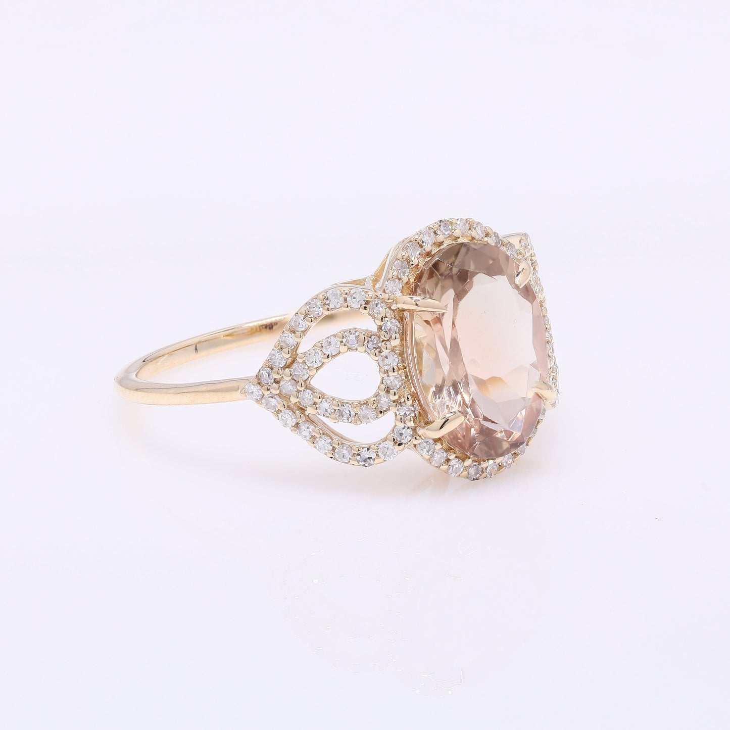 2.25 Ct Oval Mixed Cut Natural Plagioclase Feldspar Sunstone 14K Gold Ring