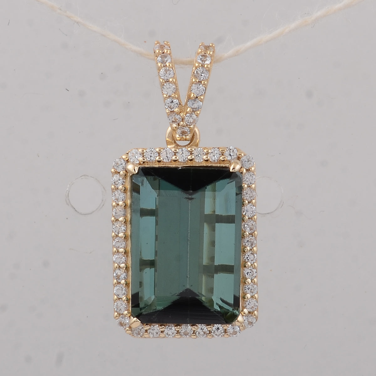 3.19 Ct Octagon Tourmaline 9K Gold Pendant