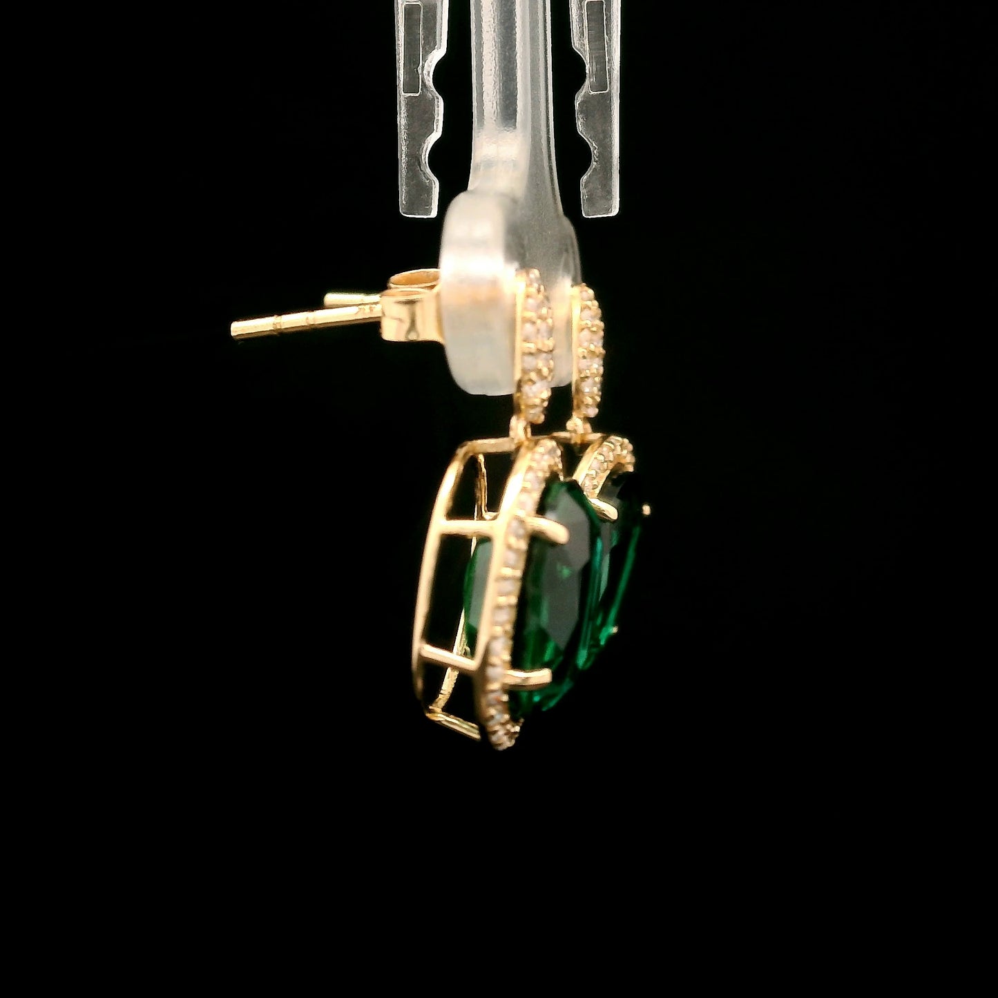 4.94 Ct Oval Mixed Cut Lab Grown Emerald 14K Gold Earrings