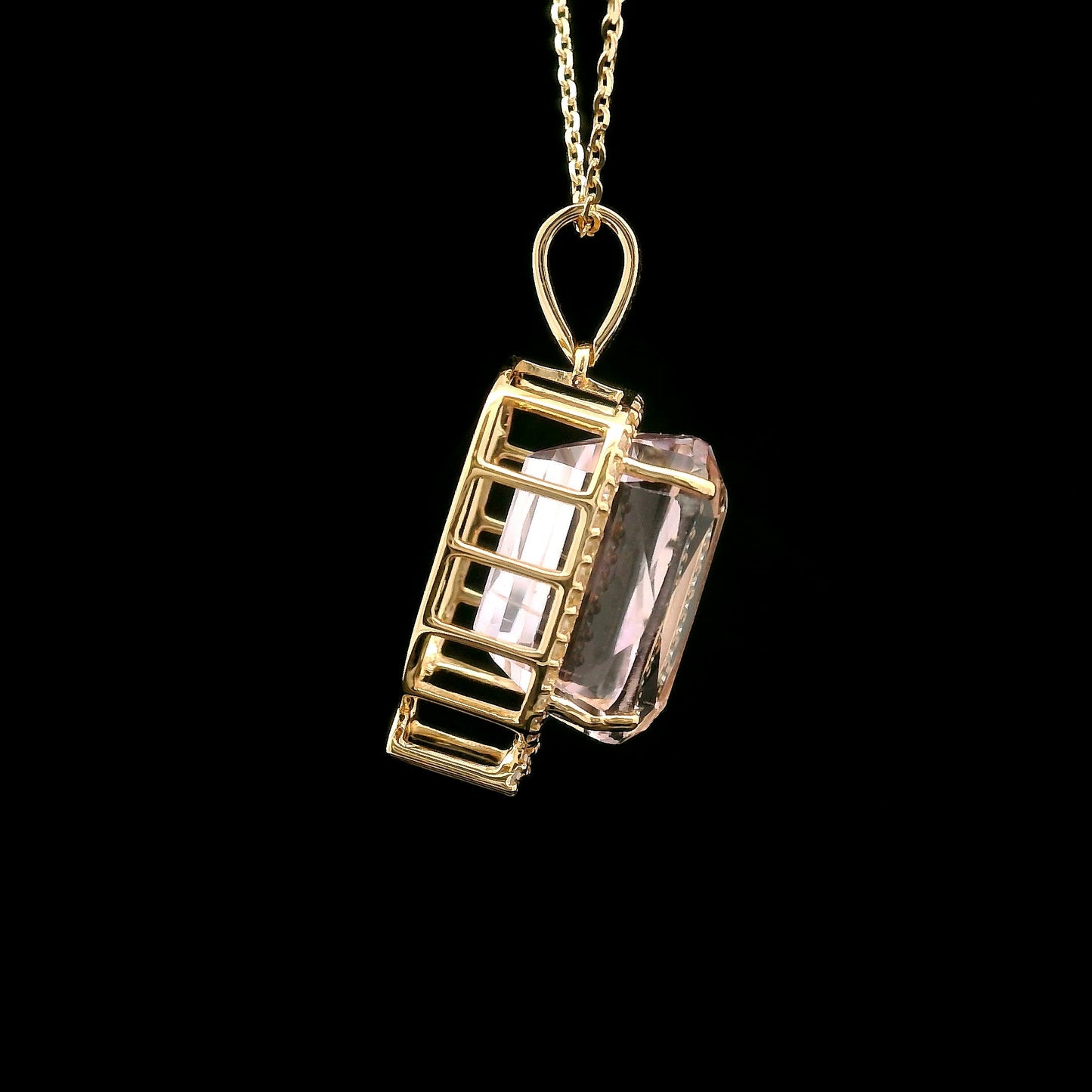 8.32 Ct Cushion Kunzite 14K Gold Pendant
