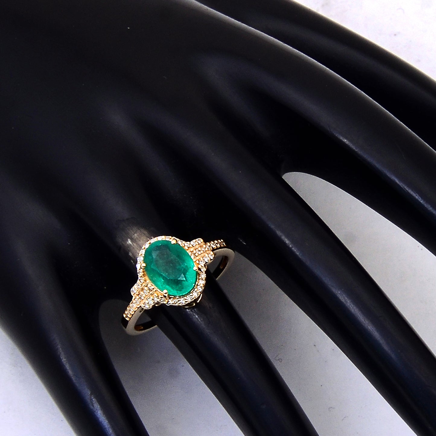2.01 Ct Oval Mixed Cut Natural Emerald 14K Gold Ring