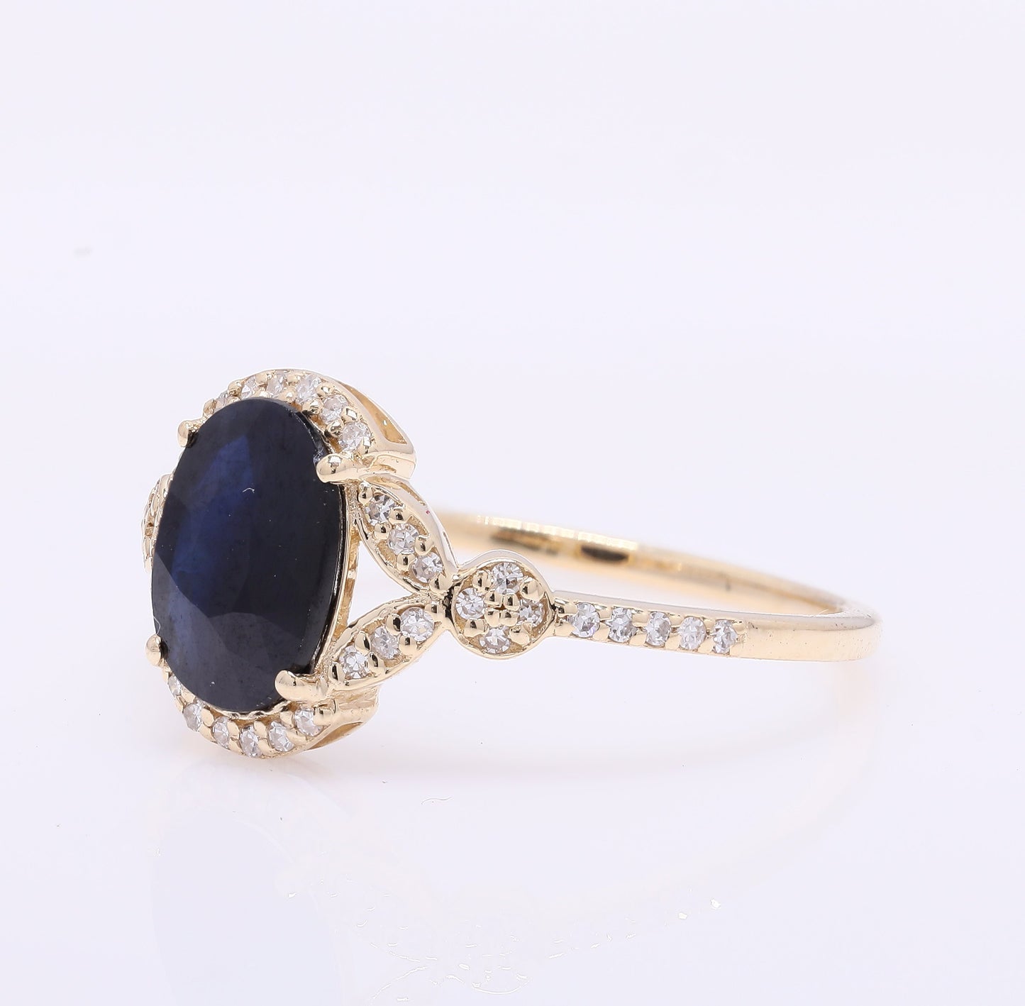1.42 Ct Oval Mixed Cut Natural Sapphire 14K Gold Ring