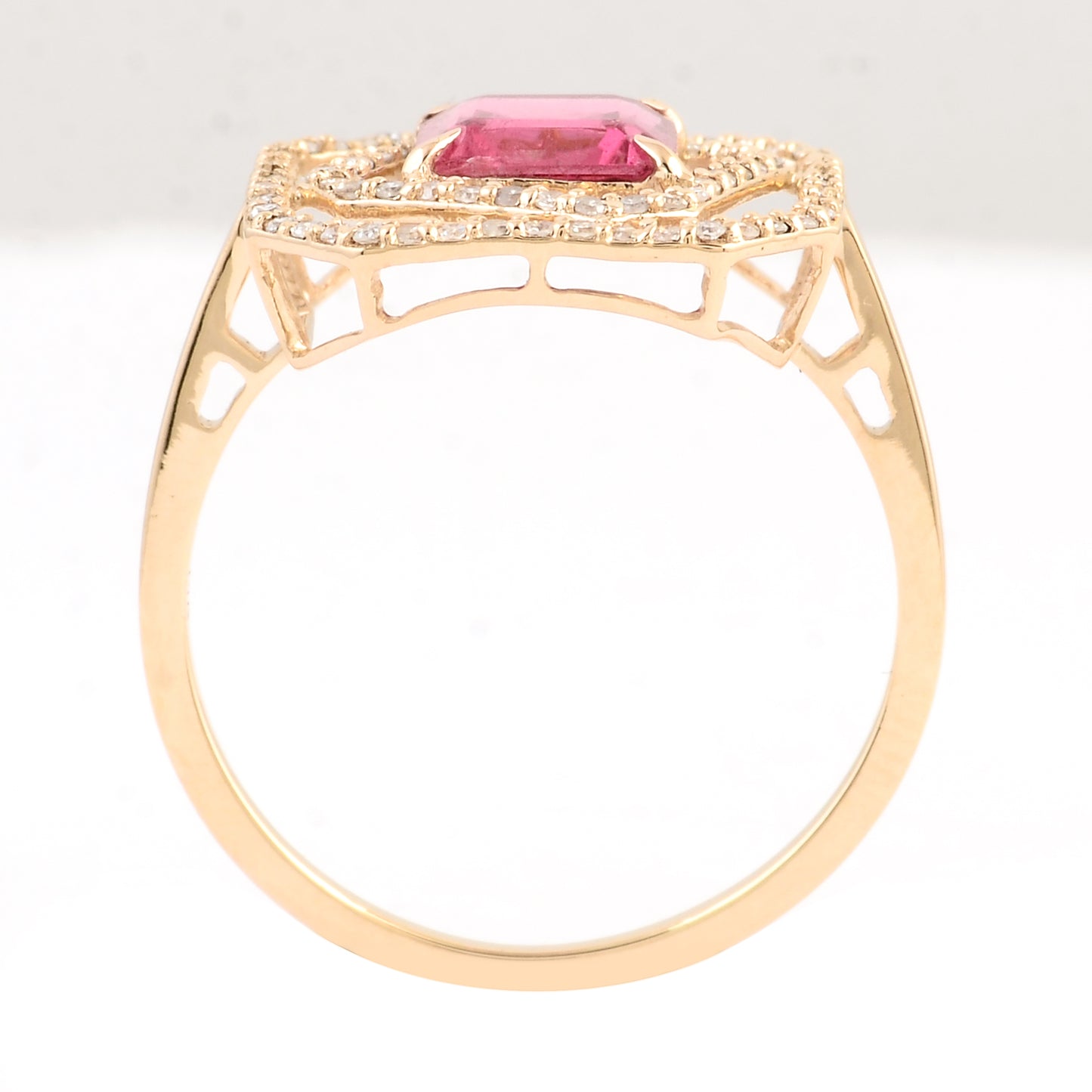1.31 Ct Square Emerald Cut Natural Tourmaline 14K Gold Ring