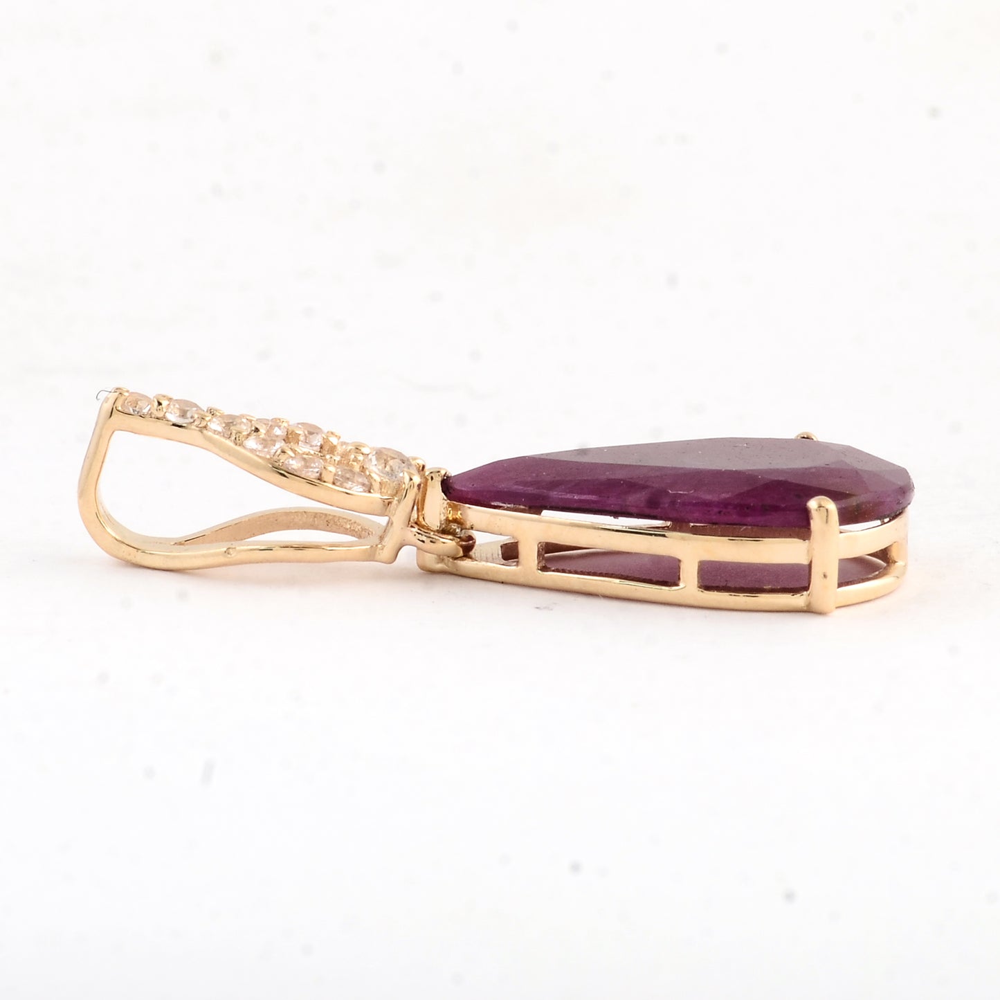 1.94 Ct Pear Ruby 14K Gold Pendant