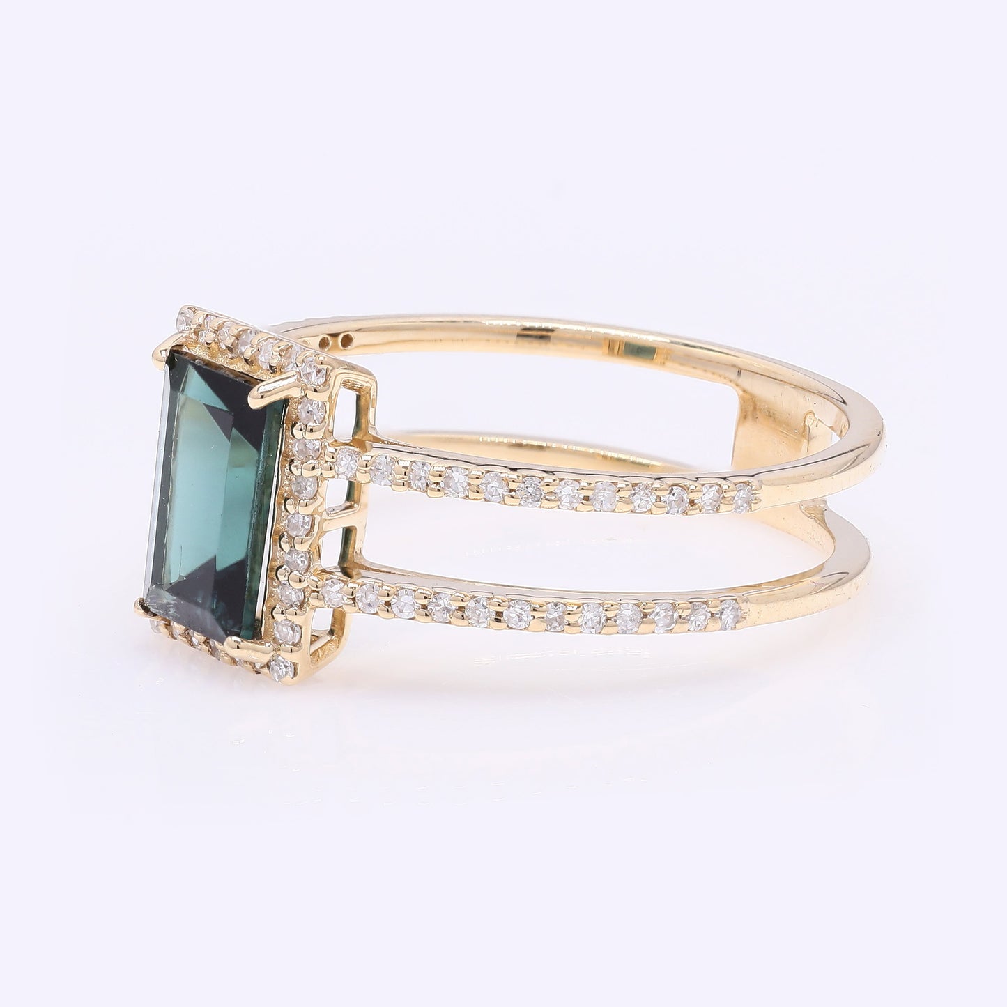 1.26 Ct Rectangular Step Cut Natural Tourmaline 14K Gold Ring