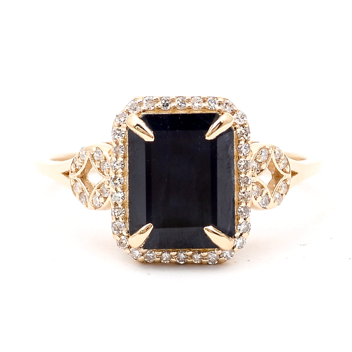 3.47 Ct Octagon Natural Sapphire 14K Gold Ring