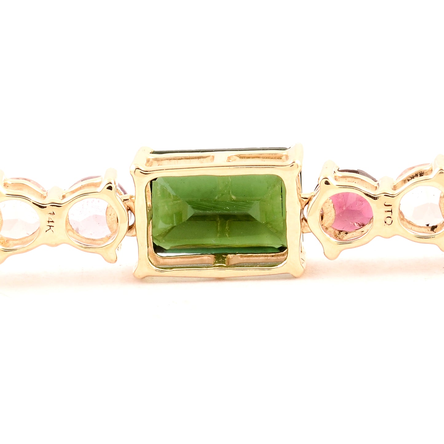 7.91 Ct Octagon Multi Tourmaline 14K Gold Necklace