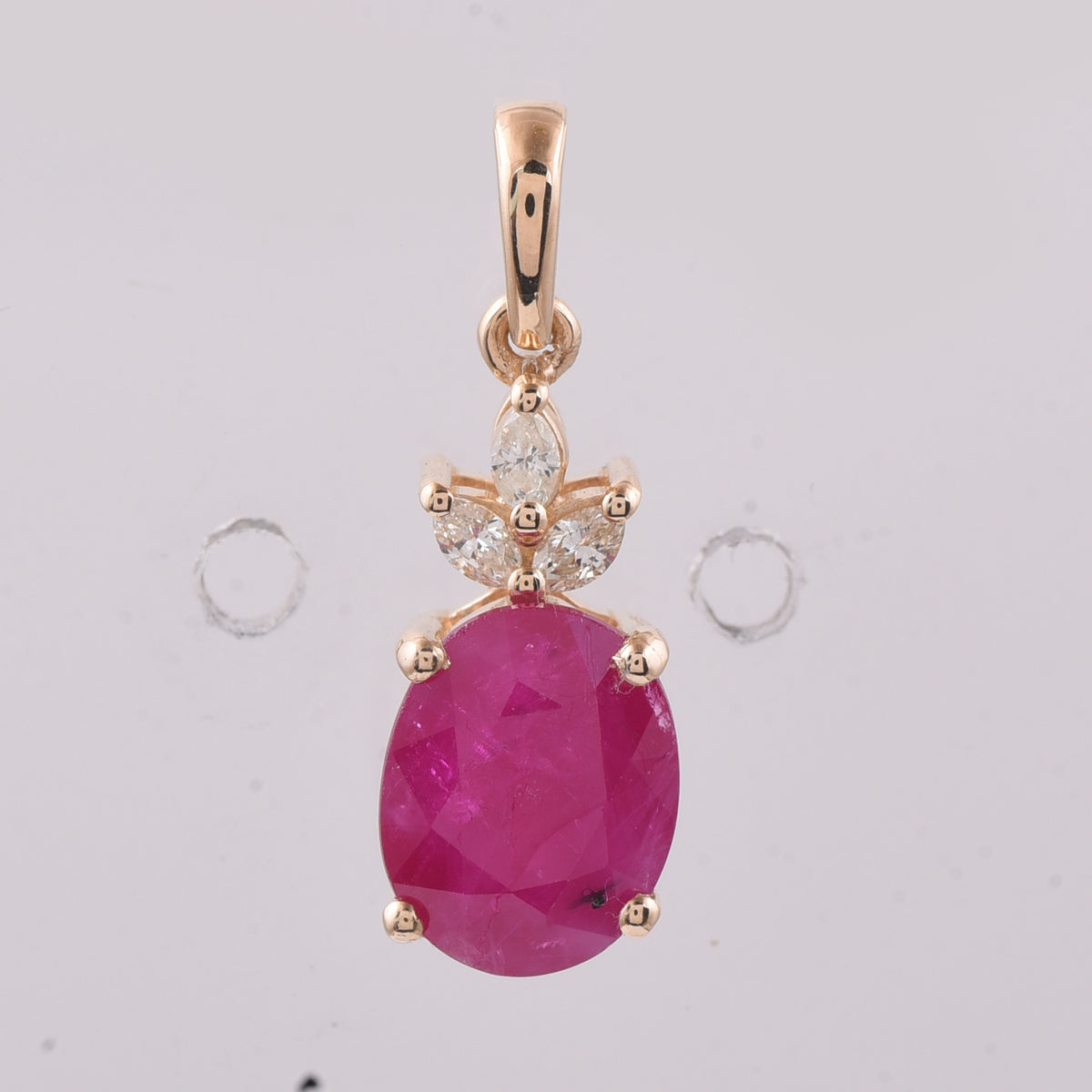 2.43 Ct Oval Natural Ruby 14K Gold Pendant