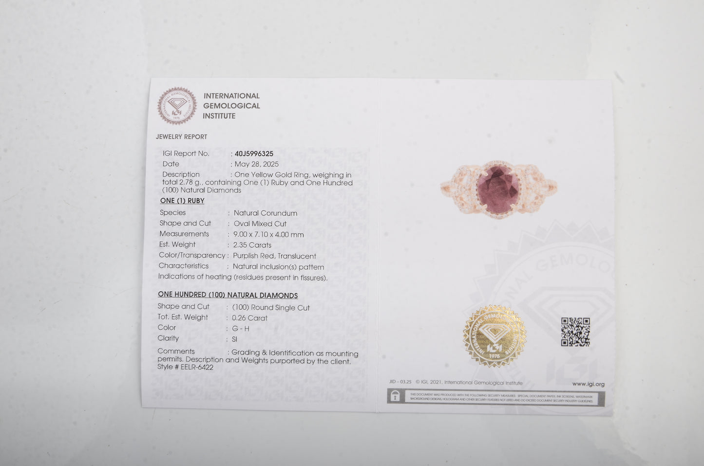 2.61 Ct Oval Mixed Cut Natural Corundum Ruby 14K Gold Ring