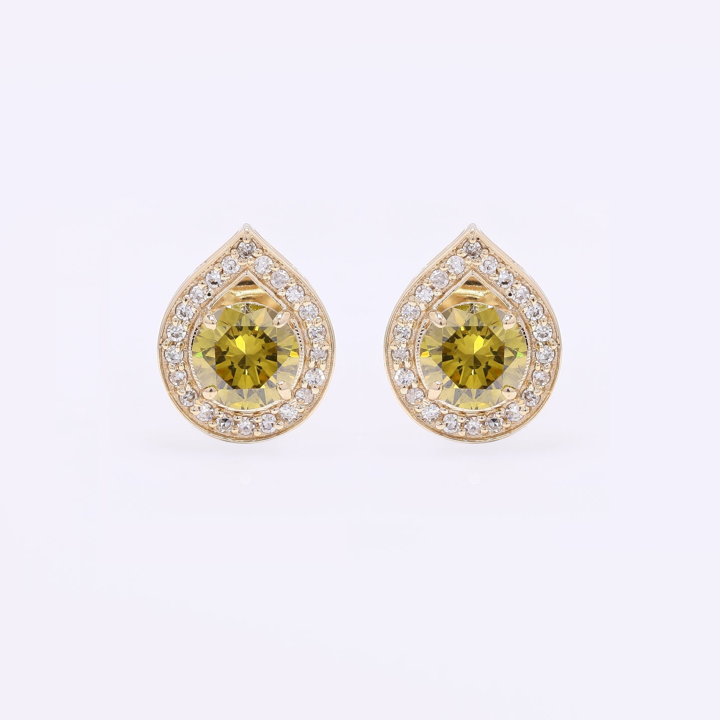 1.12 Ct Round Yellow Diamond 14K Gold Earrings