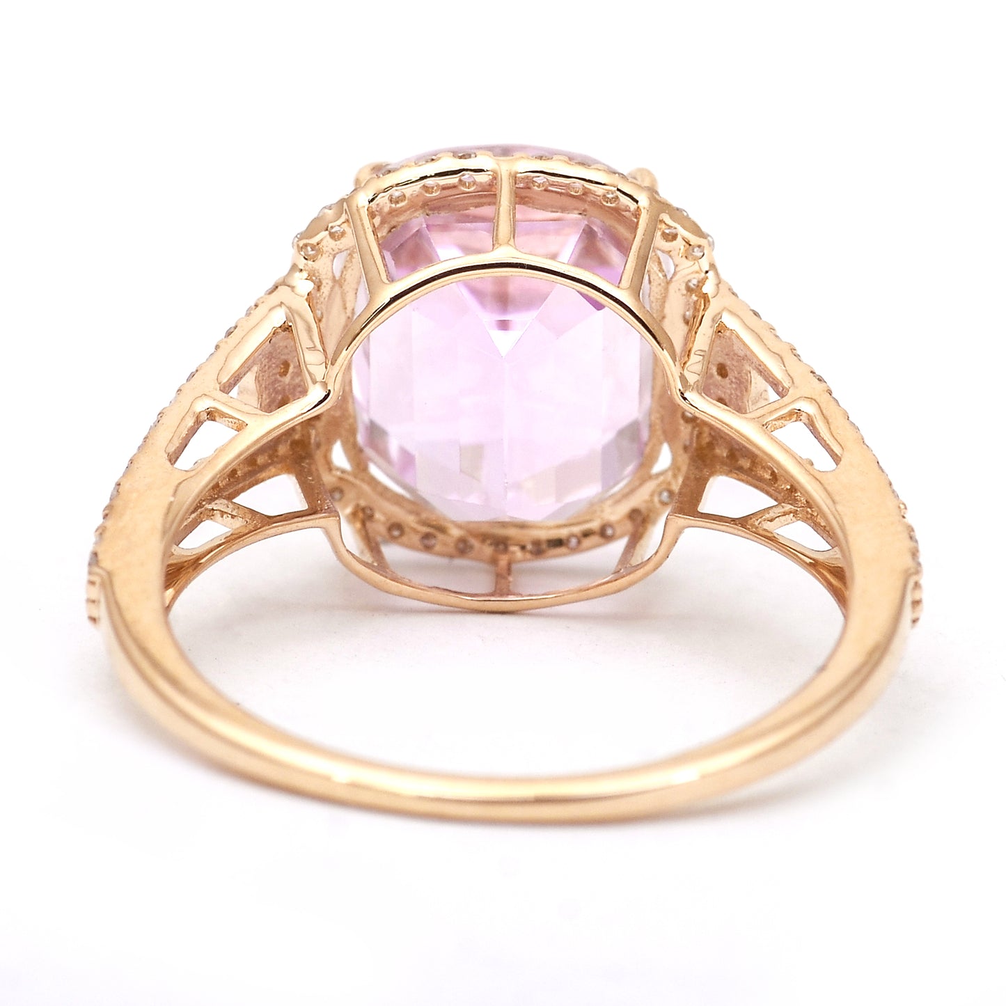6.90 Ct Cushion Mixed Cut Natural Kunzite 14K Gold Ring