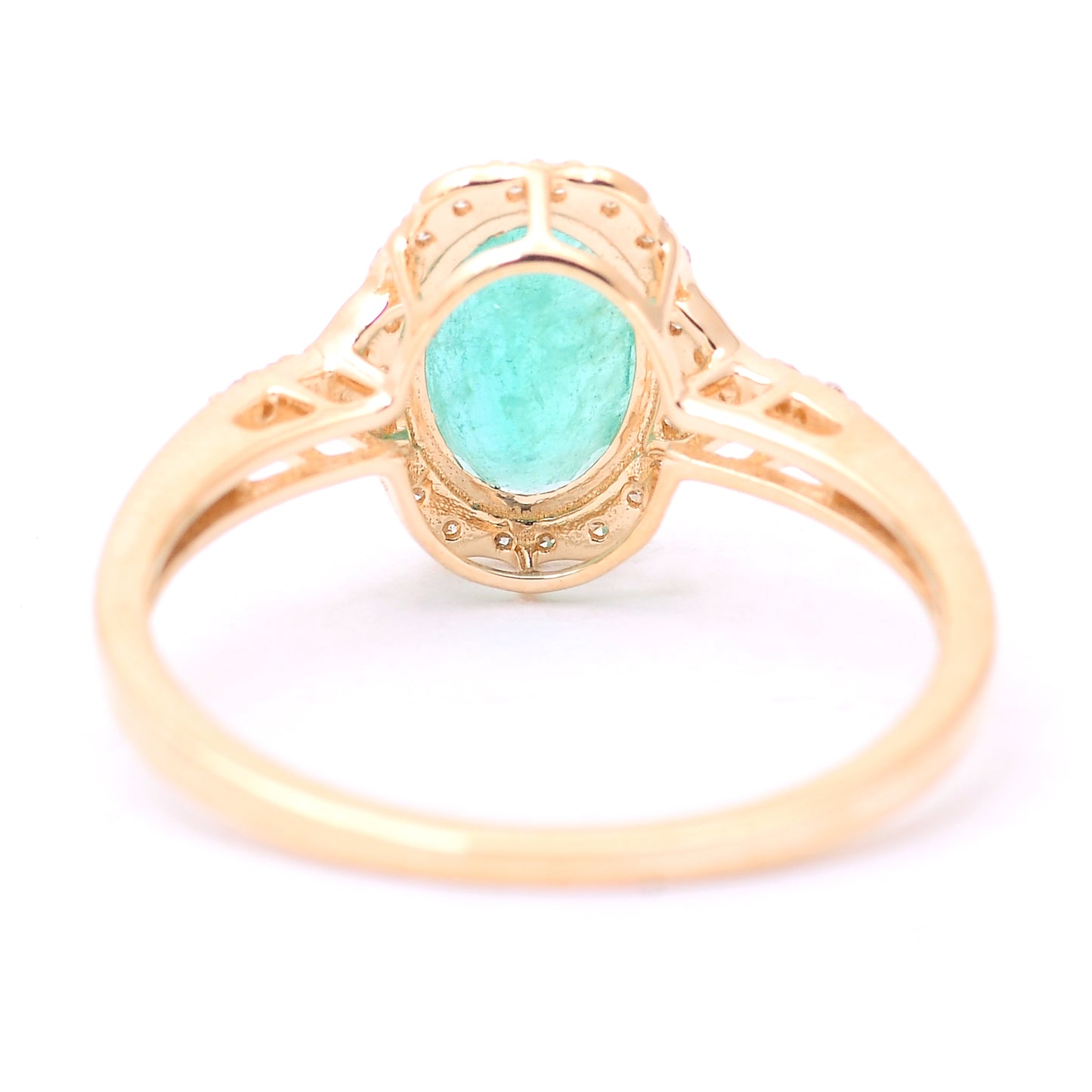 1.37 Ct Oval Mixed Cut Natural Emerald 14K Gold Ring