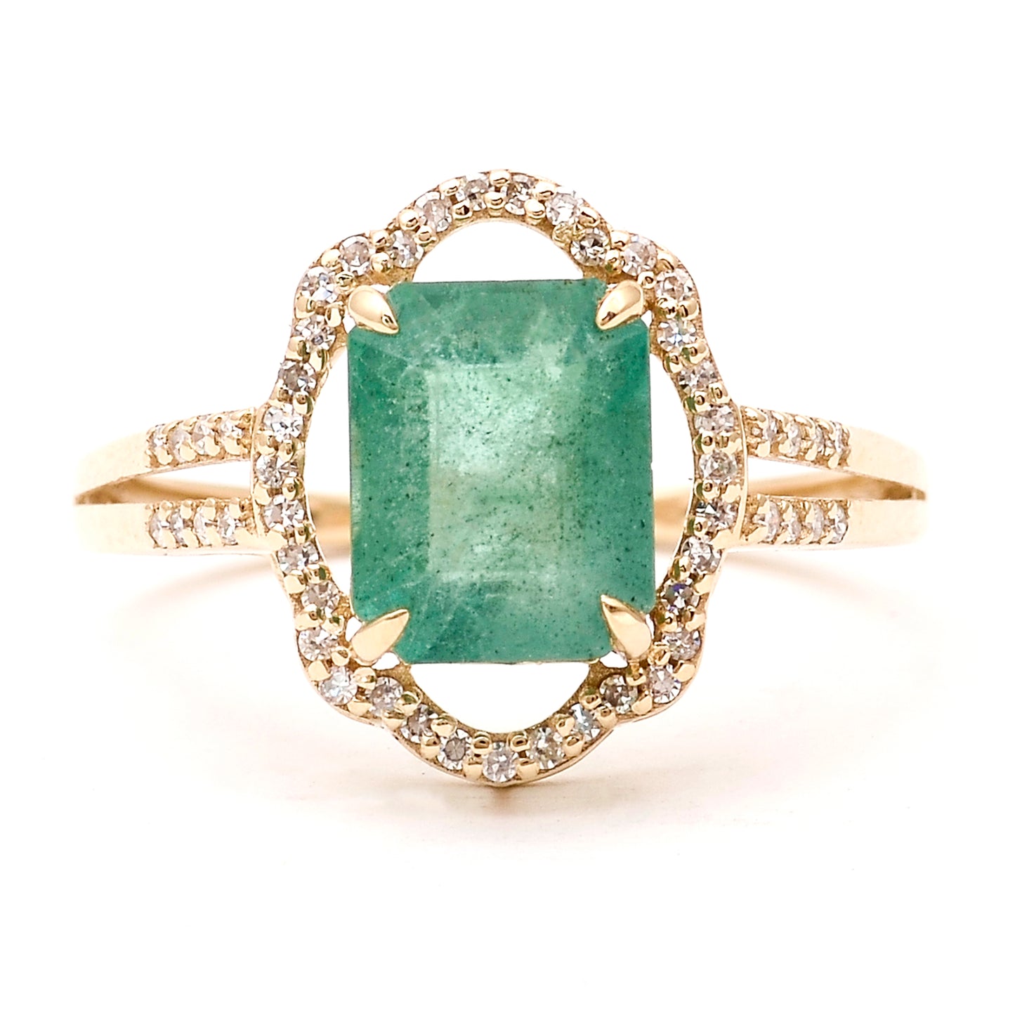 2.38 Ct Octagon Natural Emerald 14K Gold Ring