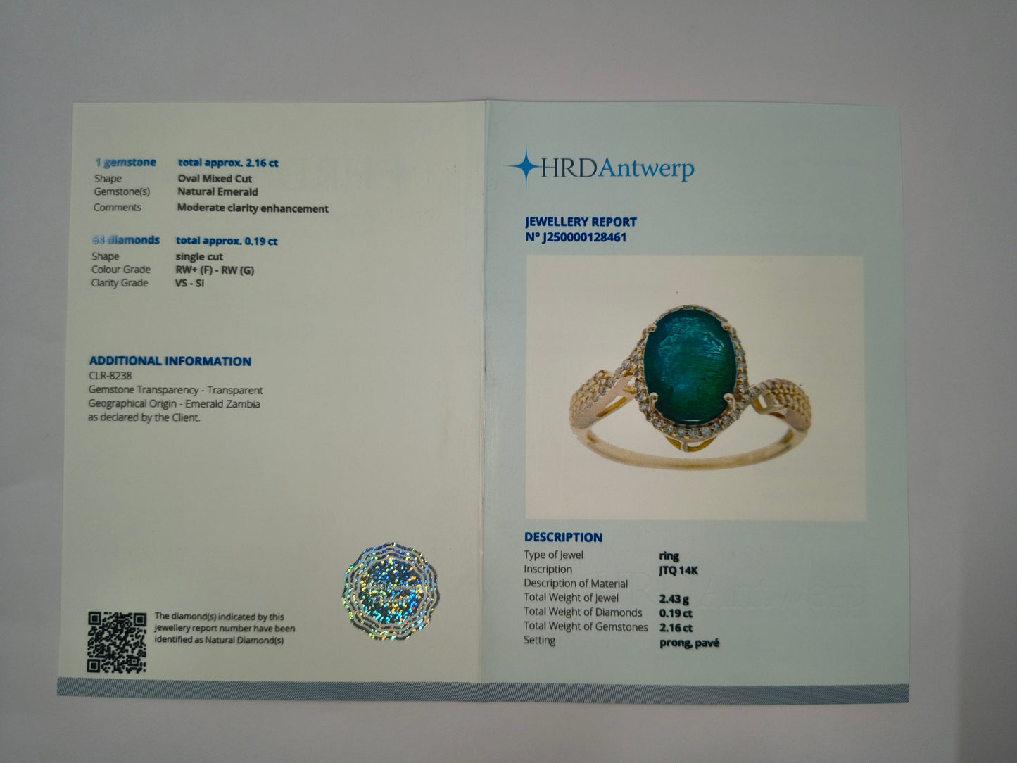 2.35 Ct Oval Natural Emerald 14K Gold Ring