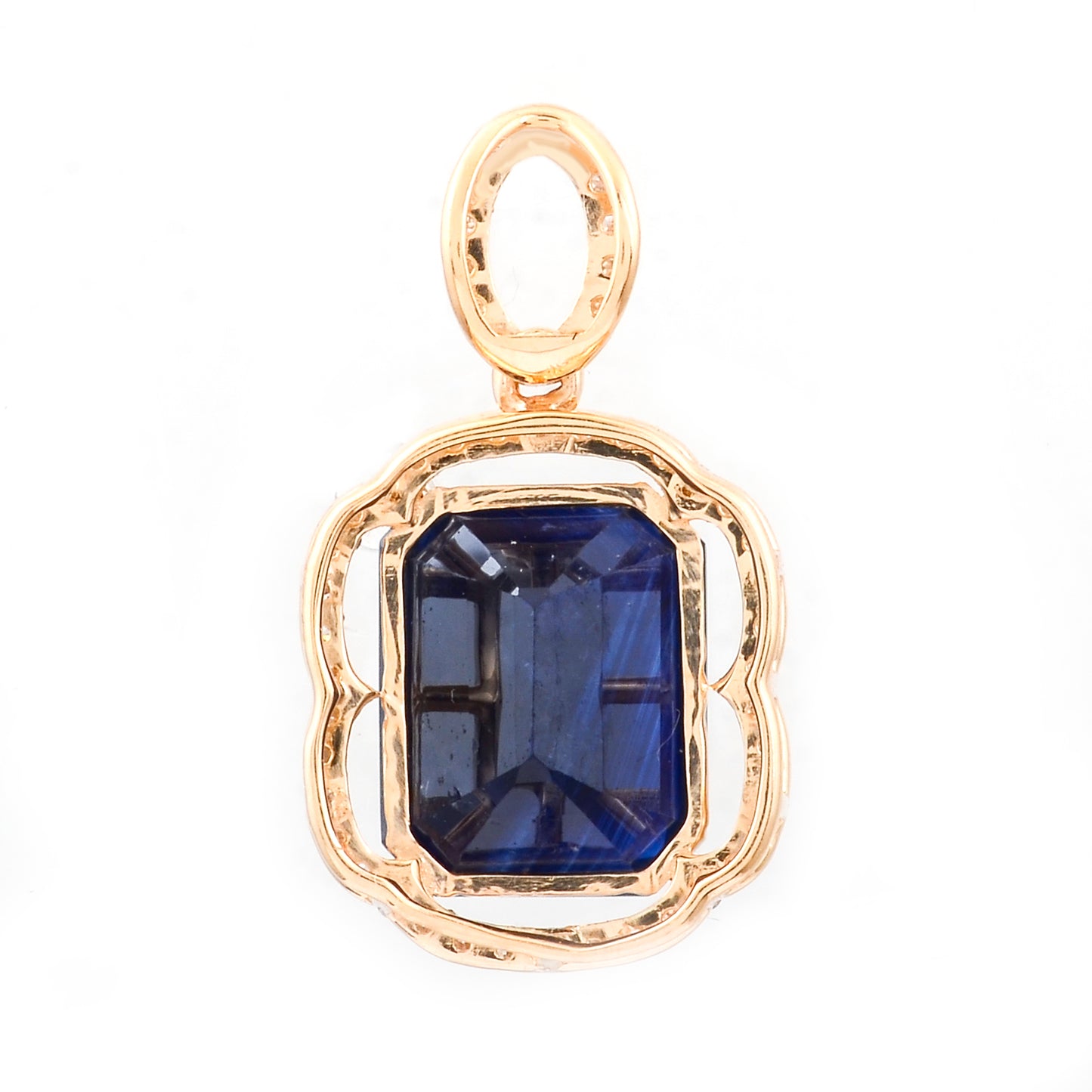 4.15 Ct Octagon Natural Sapphire 14K Gold Pendant