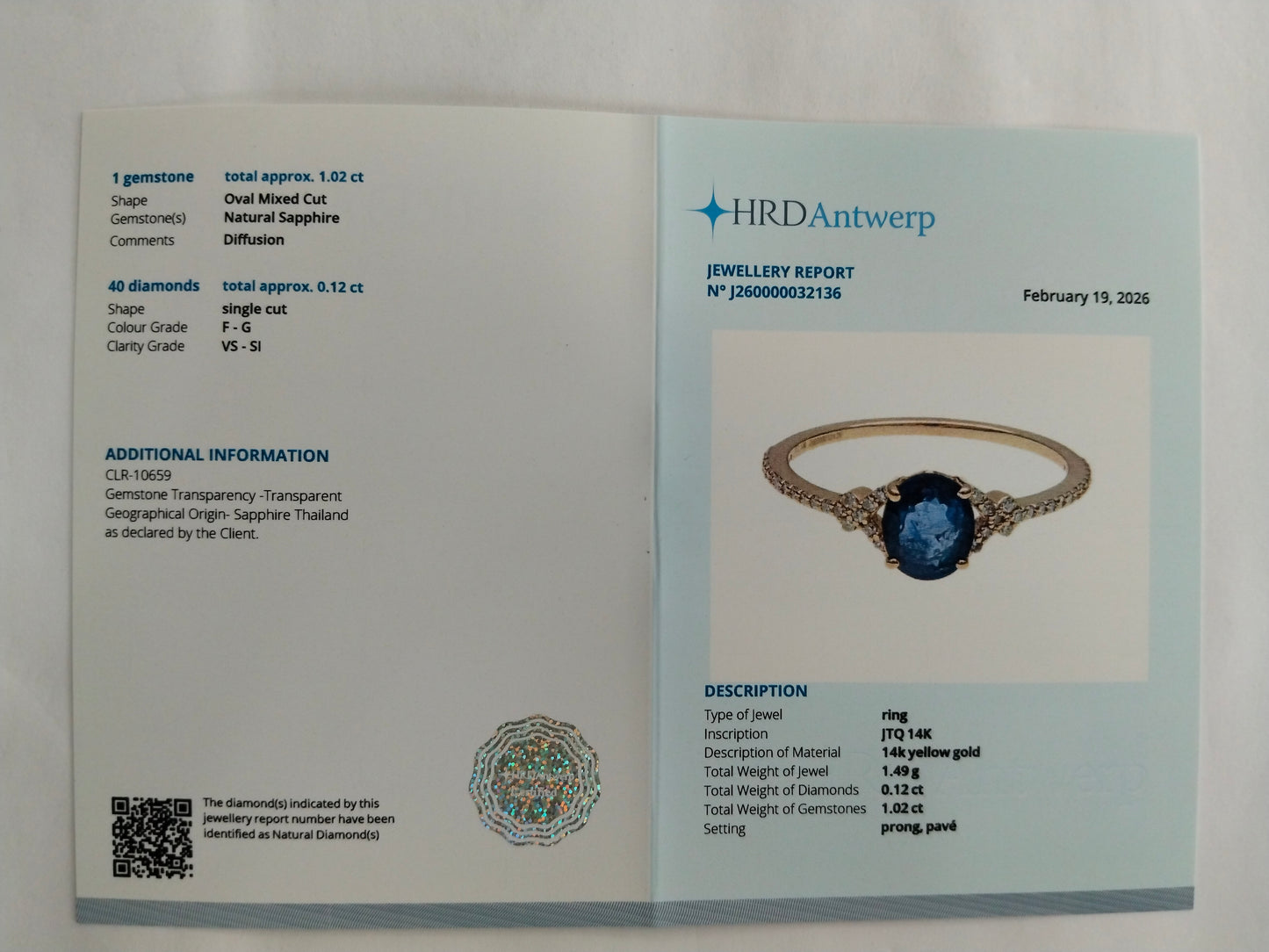 1.14 Ct Oval Mixed Cut Natural Sapphire 14K Gold Ring