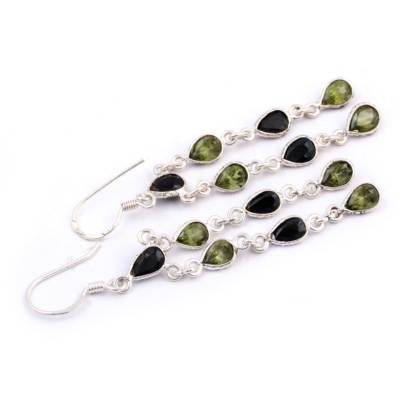 10.83 Ct Sapphire, Peridot 925 Sterling Silver Earrings