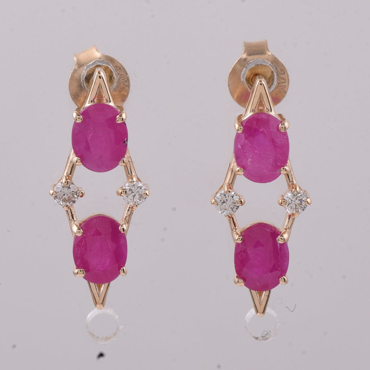 2.12 Ct Oval Natural Ruby 14K Gold Earrings