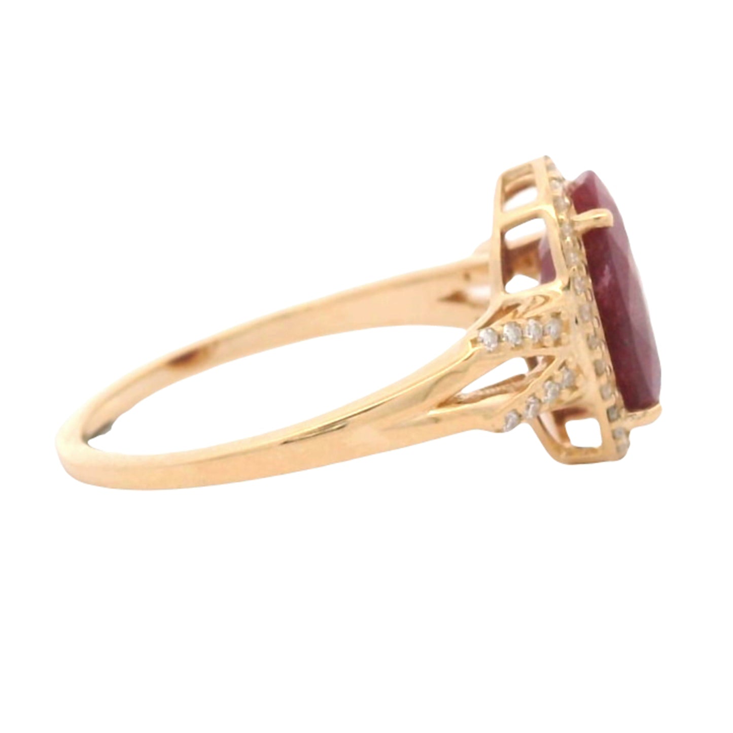 3.06 Ct Oval Mixed Cut Natural Corundum Ruby 14K Gold Ring