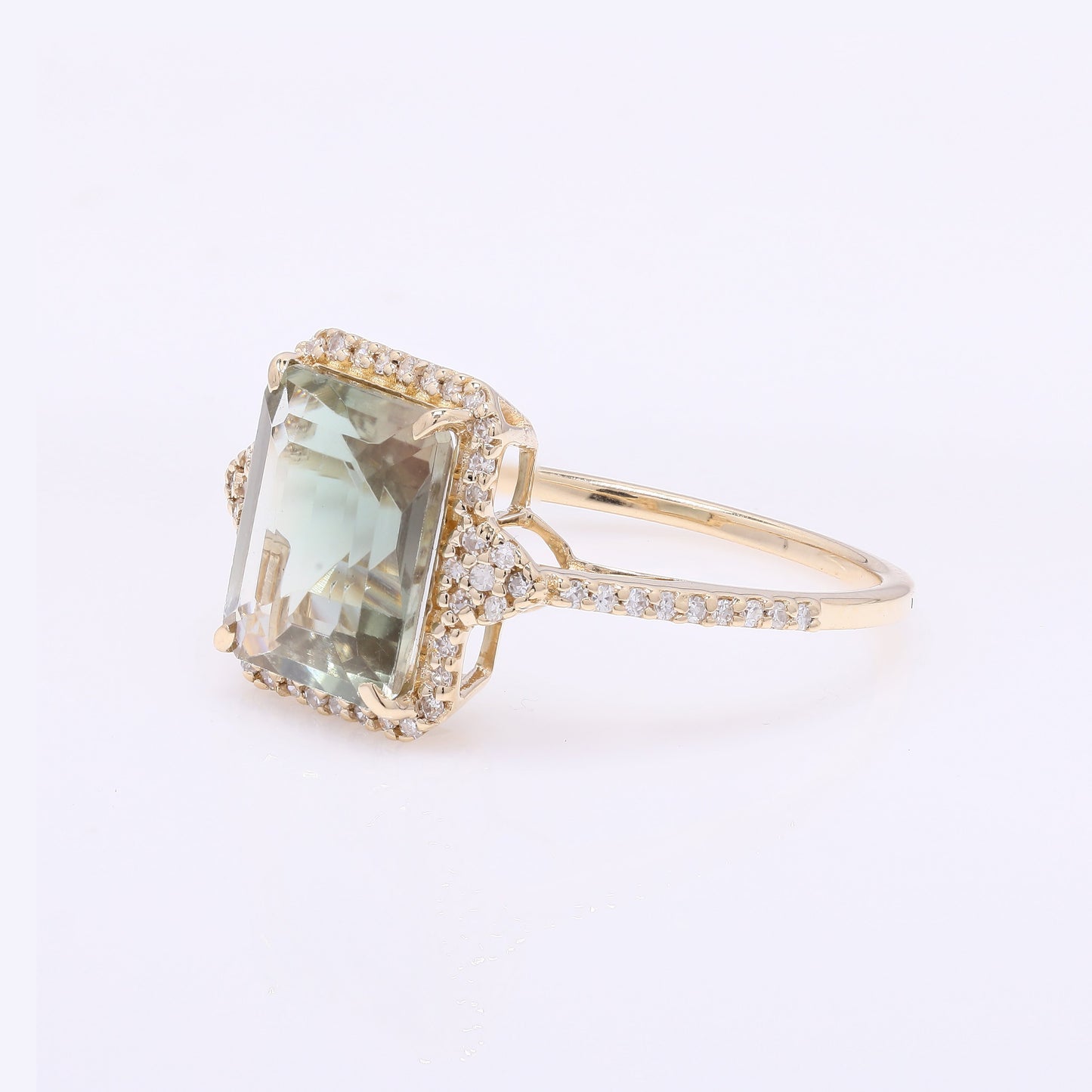 2.84 Ct Emerald Cut Natural Plagioclase Feldspar Sunstone 14K Gold Ring
