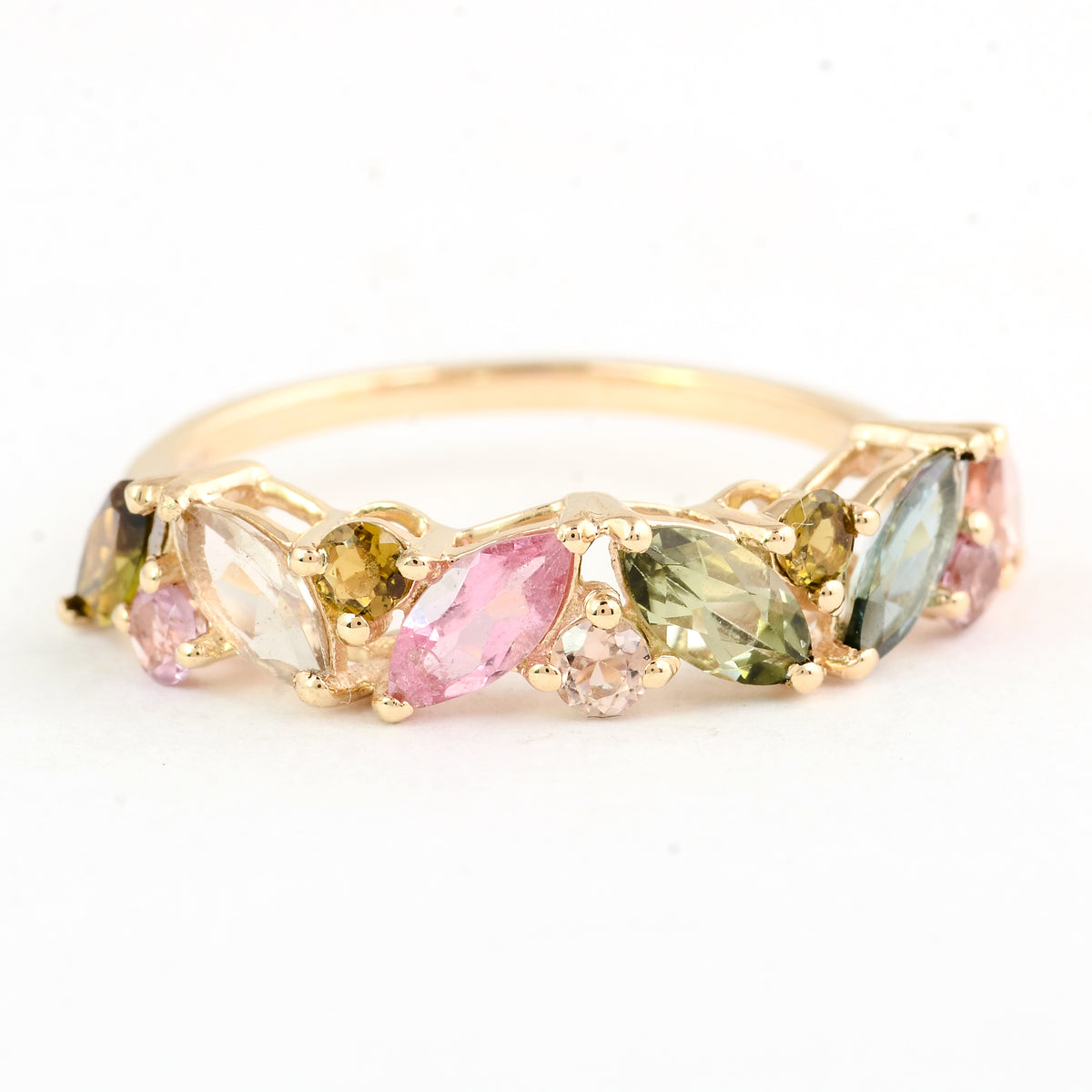 1.63 Ct Pear Multi Tourmaline 14K Gold Ring