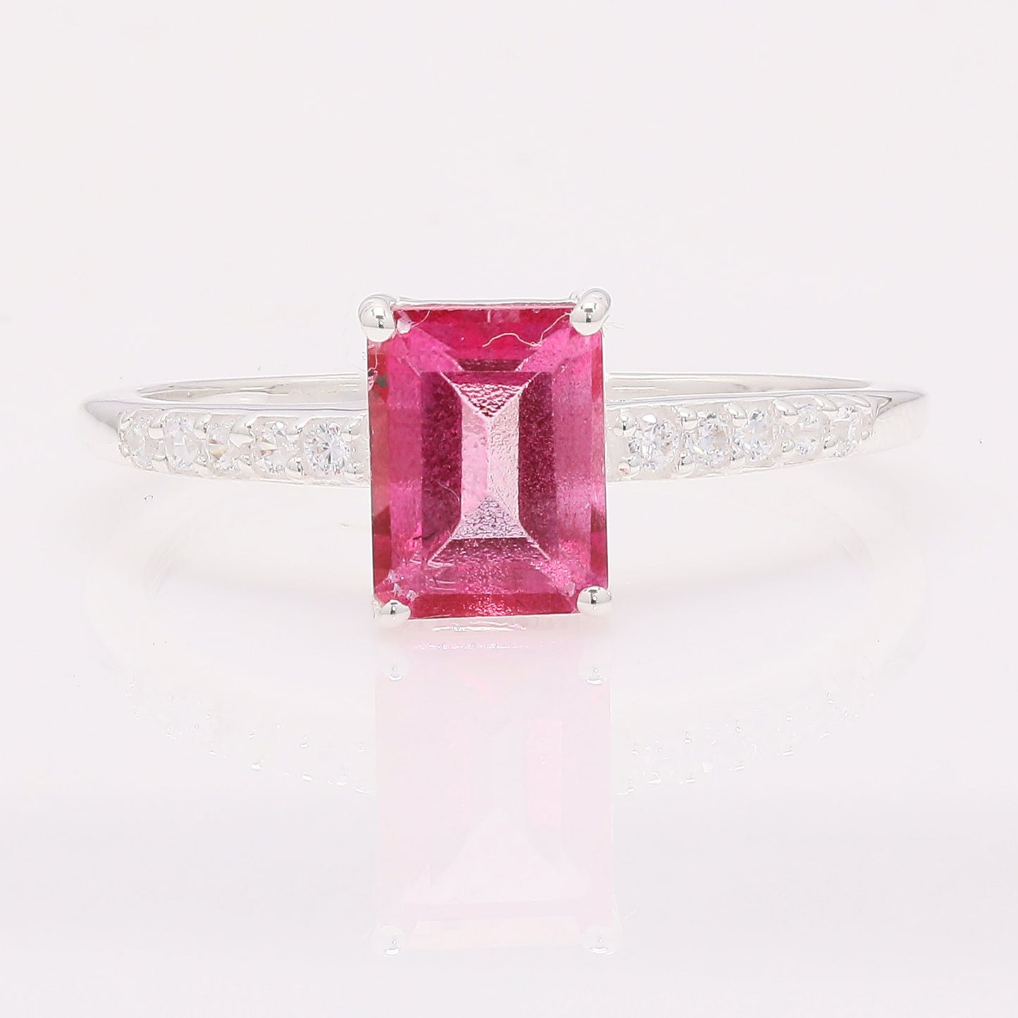 2.26 Ct Octagon Pink Topaz 925 Silver Ring