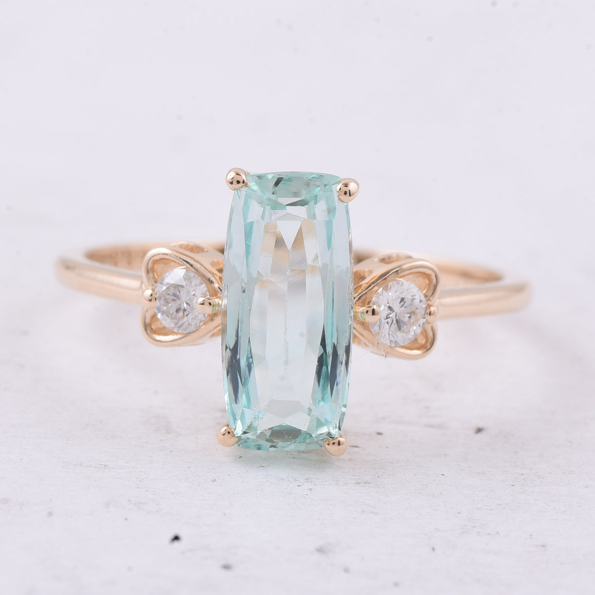 2.07 Ct Cushion Natural Beryl 14K Gold Ring