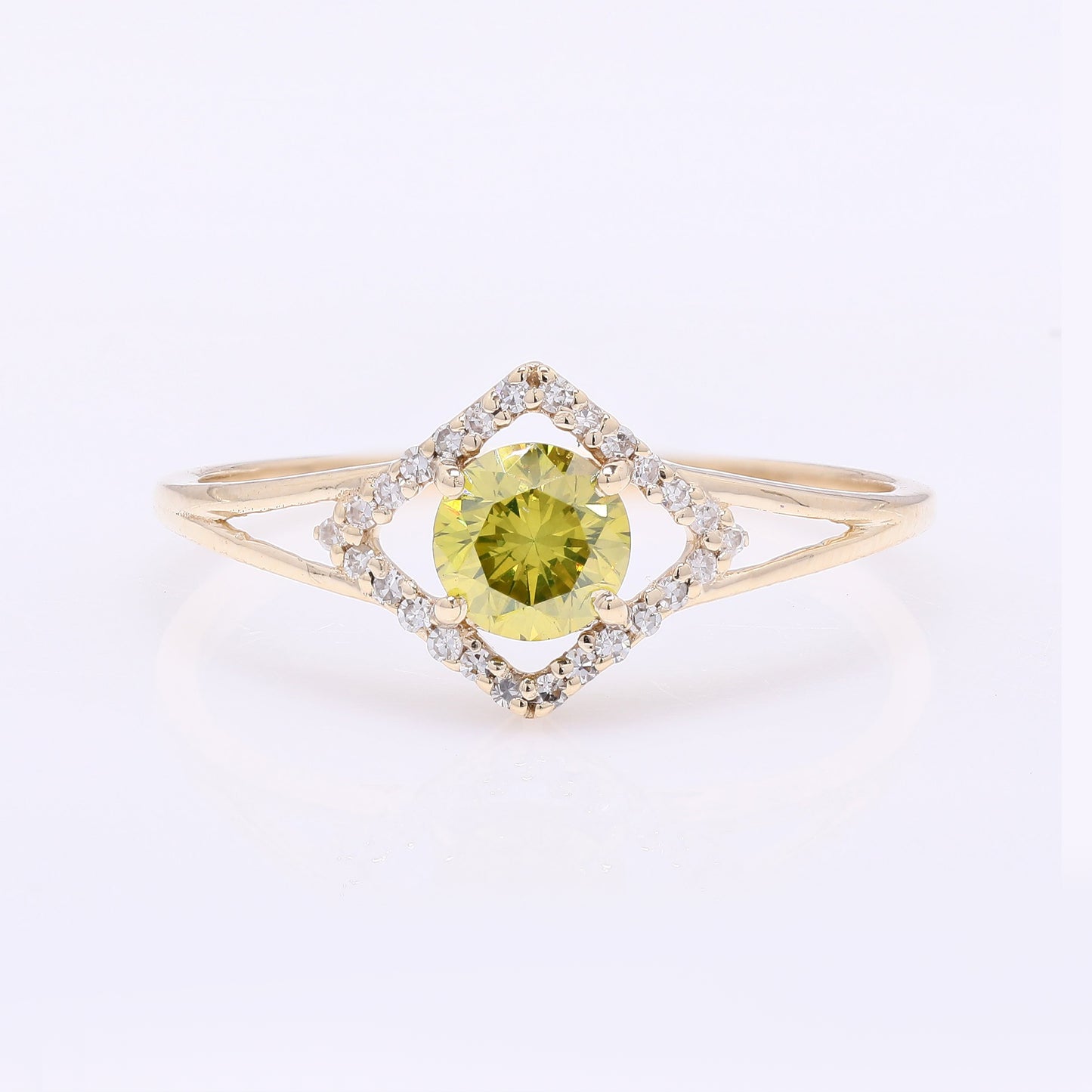 0.53 Ct Round Yellow Diamond 14K Gold Ring