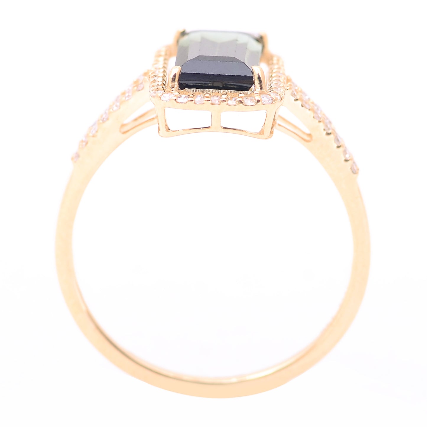 2.08 Ct Rectangle Step Cut Natural Tourmaline 14K Gold Ring
