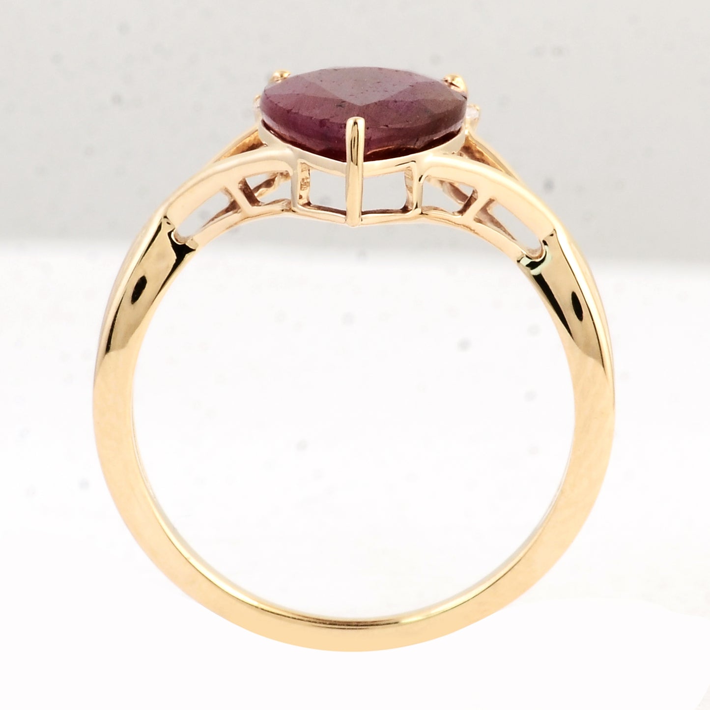 3.36 Ct Pear Ruby 14K Gold Ring