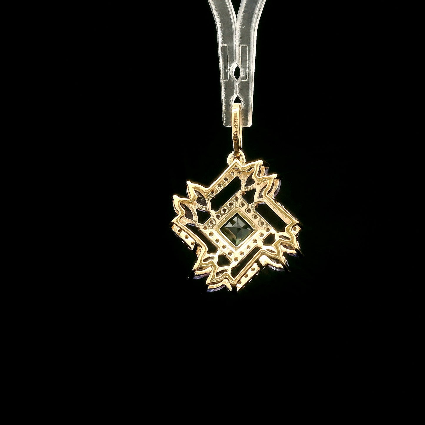 1.08 Ct Square Tourmaline 14K Gold Pendant