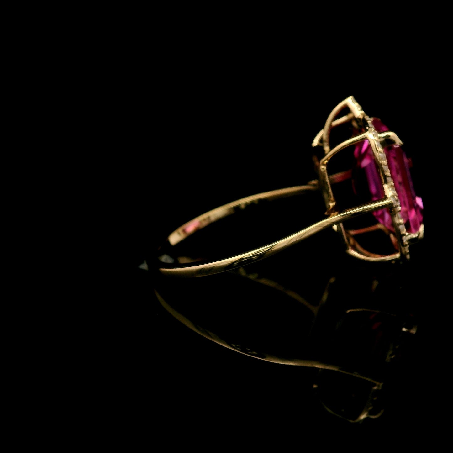 6.28 Ct Square Emerald Cut Lab Grown Pink Sapphire 14K Gold Ring