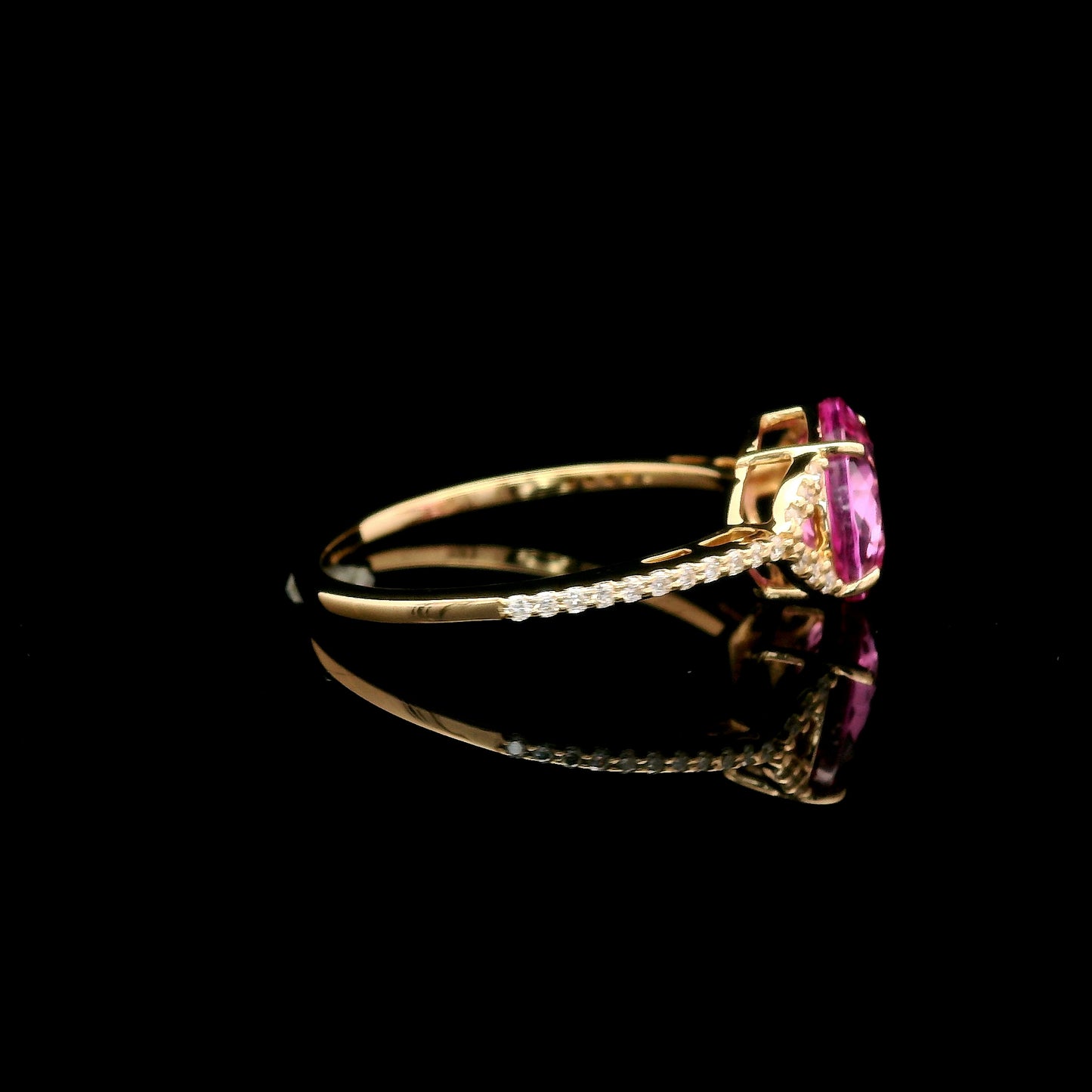 2.32 Ct Round Mixed Cut Lab Grown Pink Sapphire 14K Gold Ring