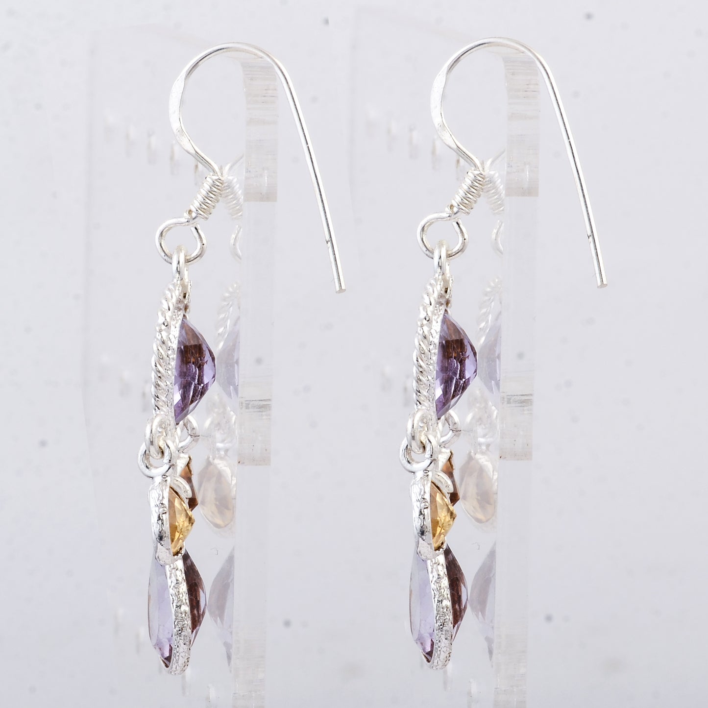 10.00 Ct Citrine, Amethyst 925 Sterling Silver Earrings