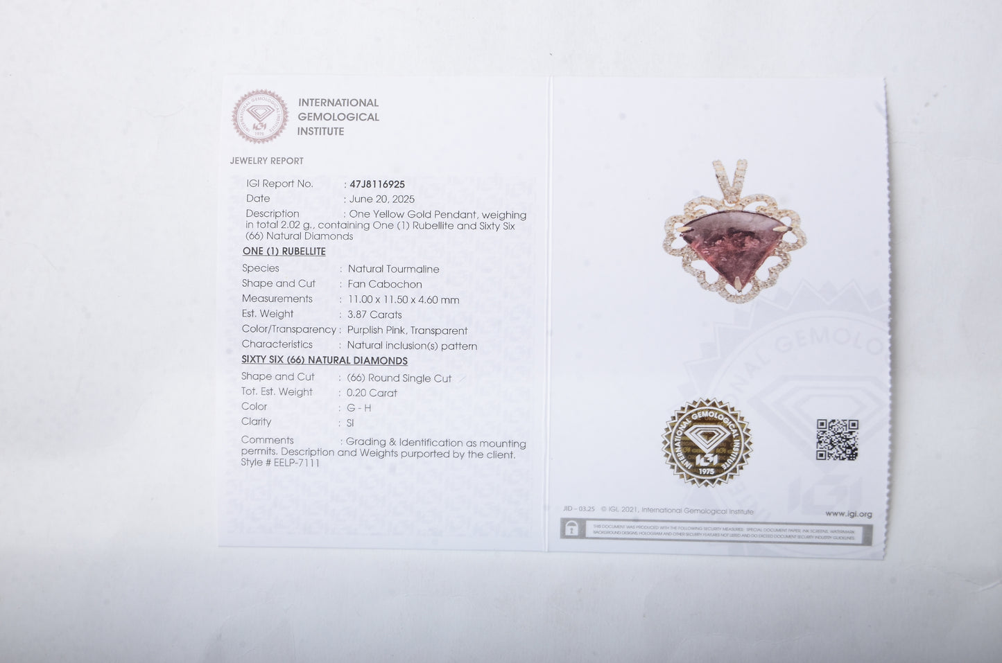 4.07 Ct Fancy Cabochon Natural Tourmaline 14K Gold Pendant