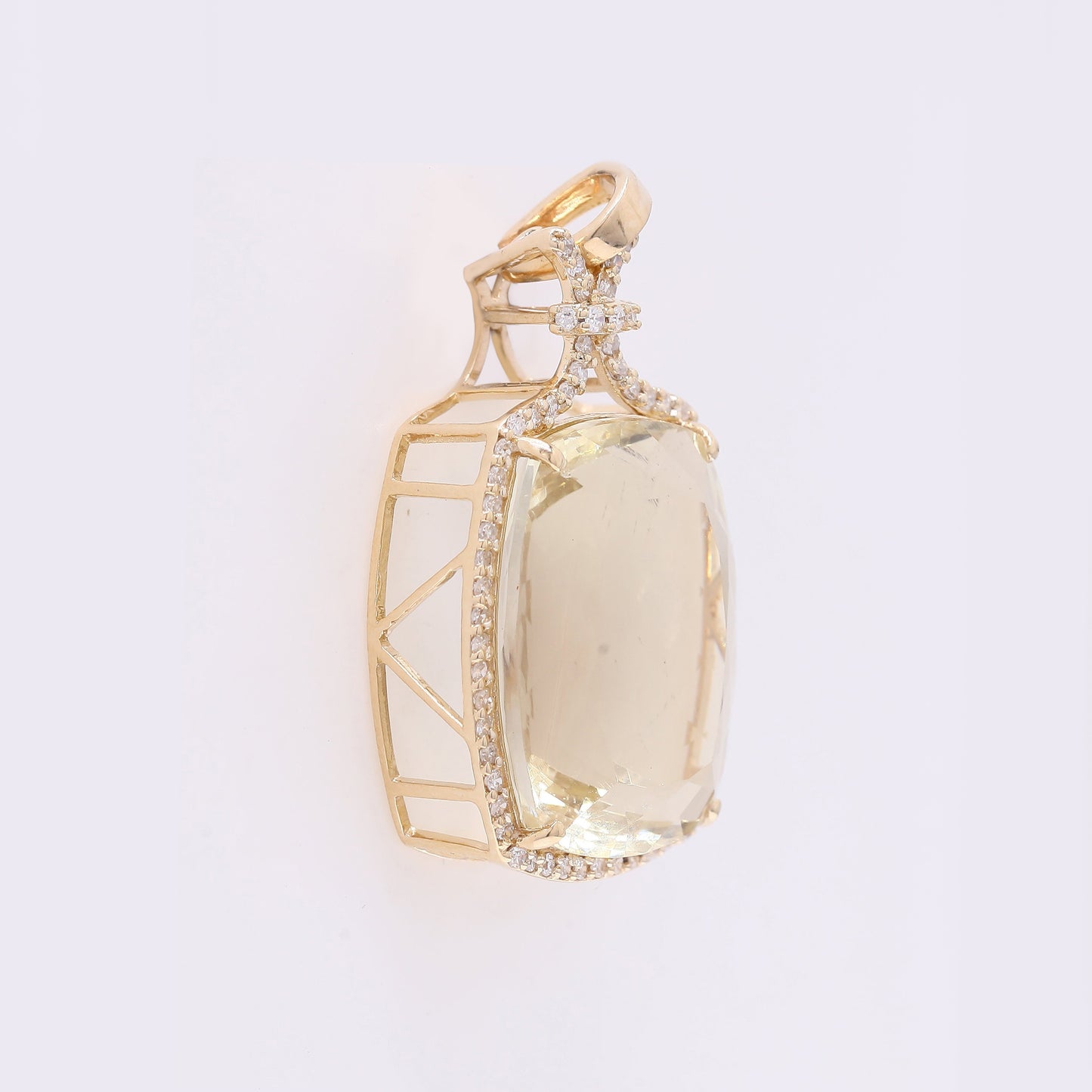 10.03 Ct Cushion Mixed Cut Natural Sunstone 14K Gold Pendant