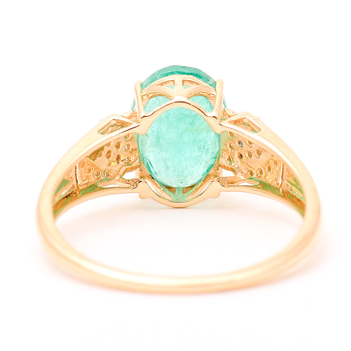 2.00 Ct Oval Mixed Cut Natural Emerald 14K Gold Ring