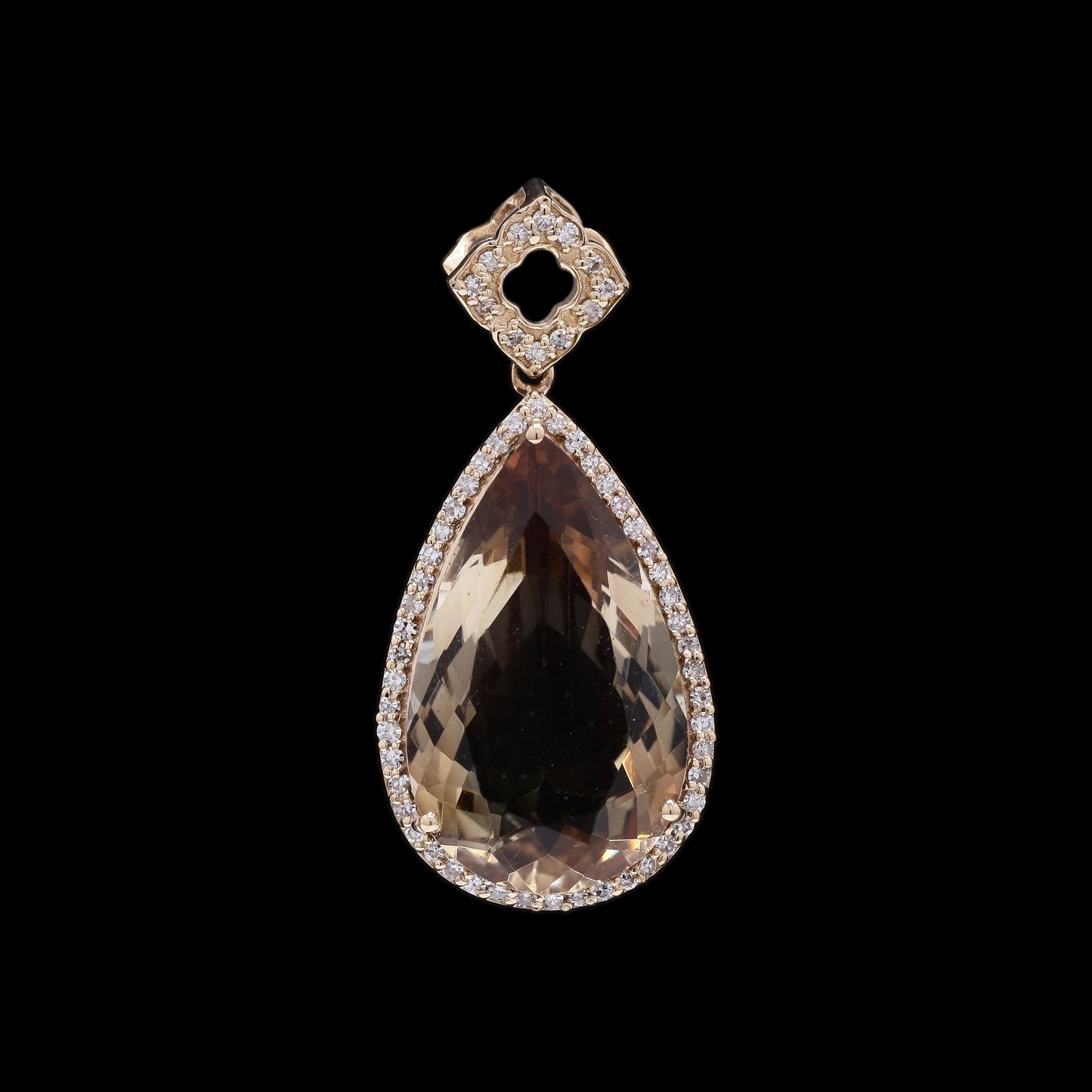6.33 Ct Pear Mixed Cut Natural Plagioclase Feldspar Sunstone 14K Gold Pendant