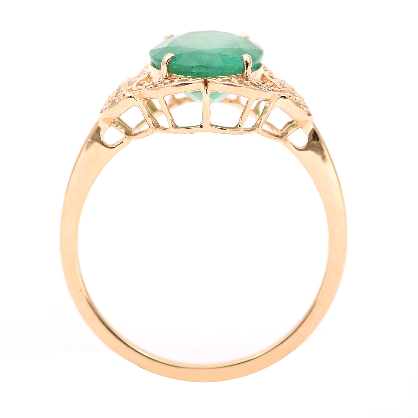 2.30 Ct Oval Mixed Cut Natural Emerald 14K Gold Ring