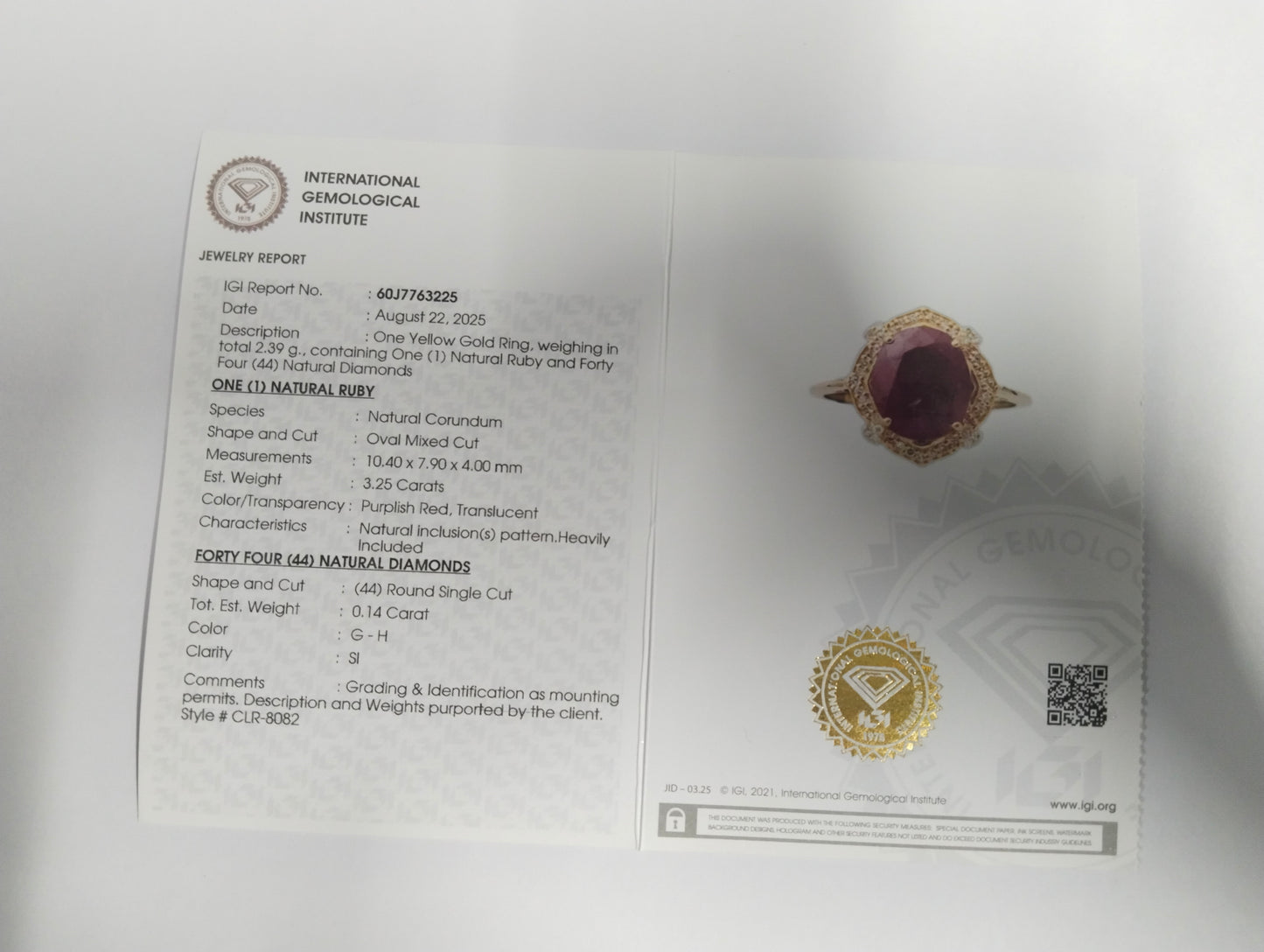 3.39 Ct Oval Mixed Cut Natural Corundum Ruby 14K Gold Ring