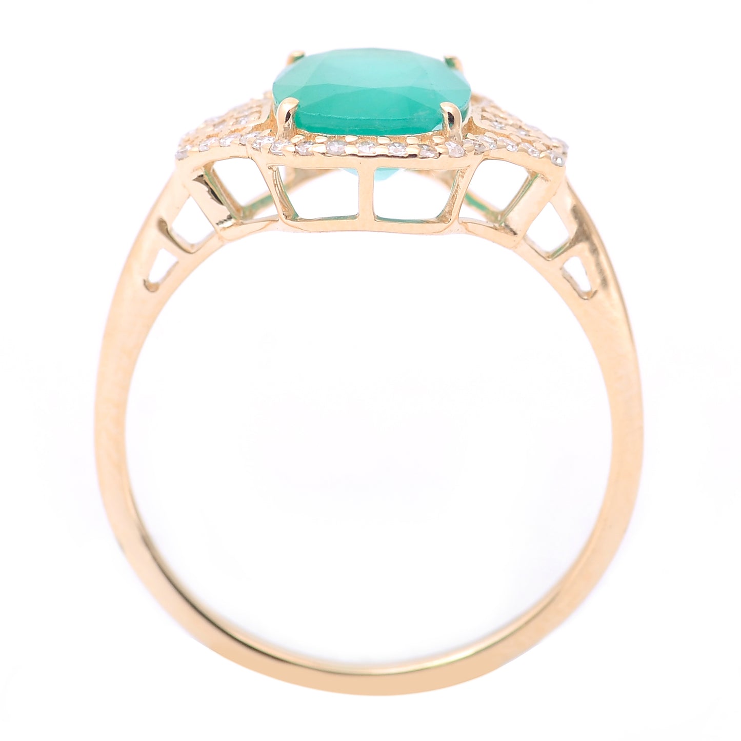 1.90 Ct Cushion Mixed Cut Natural Emerald 14K Gold Ring