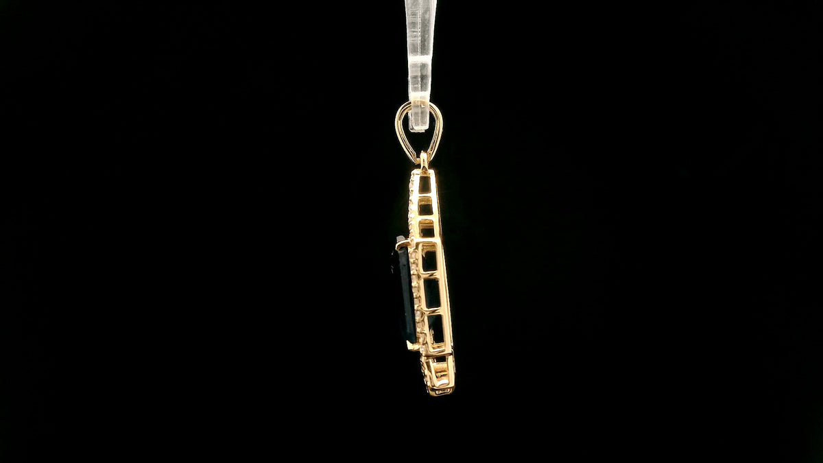 4.18 Ct Octagon Natural Sapphire 14K Gold Pendant