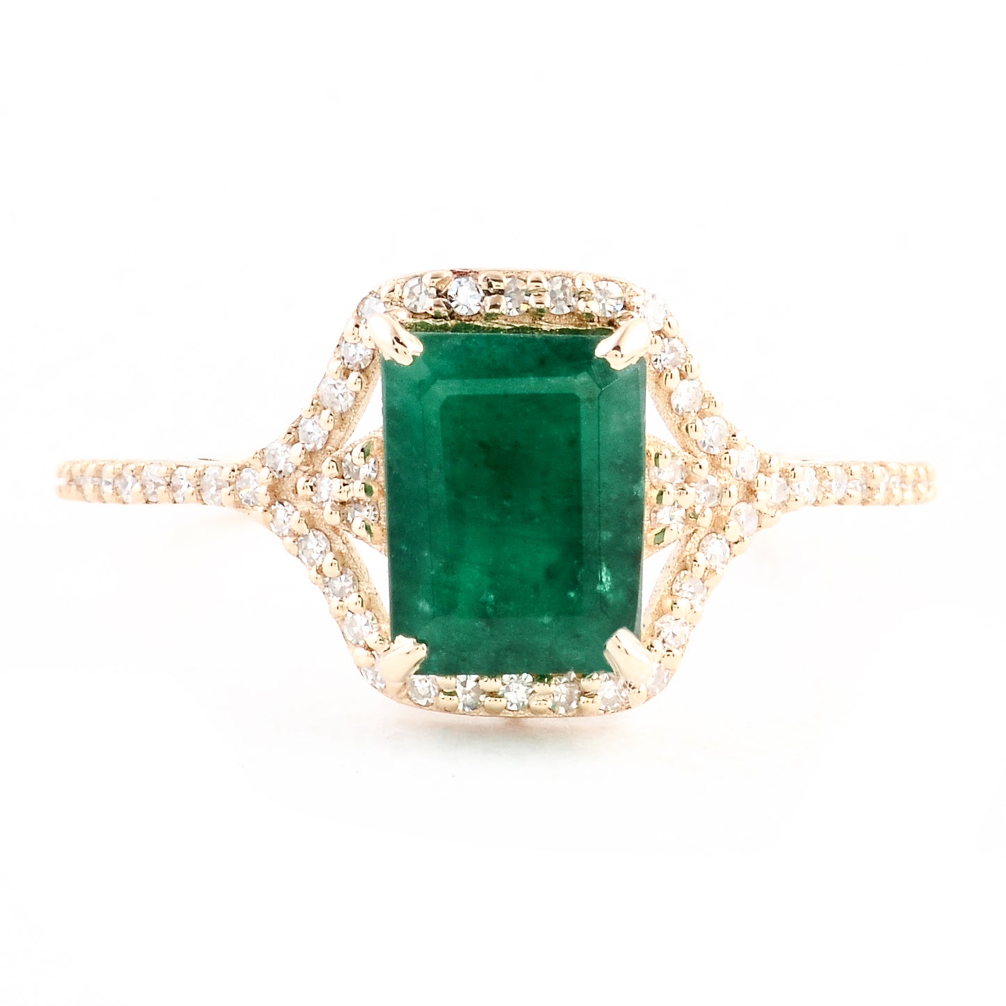 1.95 Ct Emerald Cut Natural Beryl Emerald 14K Gold Ring