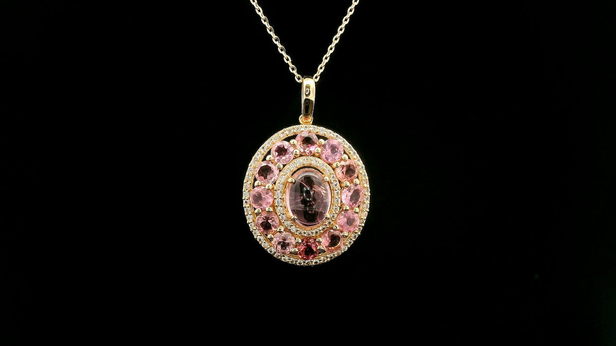 2.92 Ct Oval Tourmaline 14K Gold Pendant
