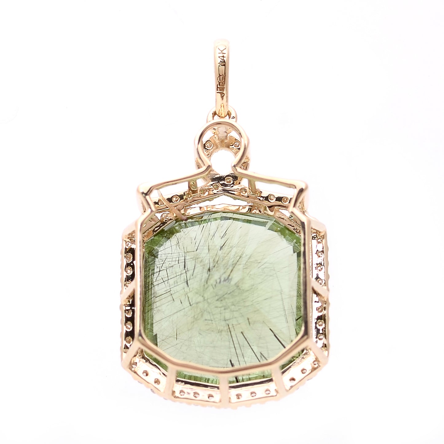 9.90 Ct Octagon Natural Eridot 14K Gold Pendant