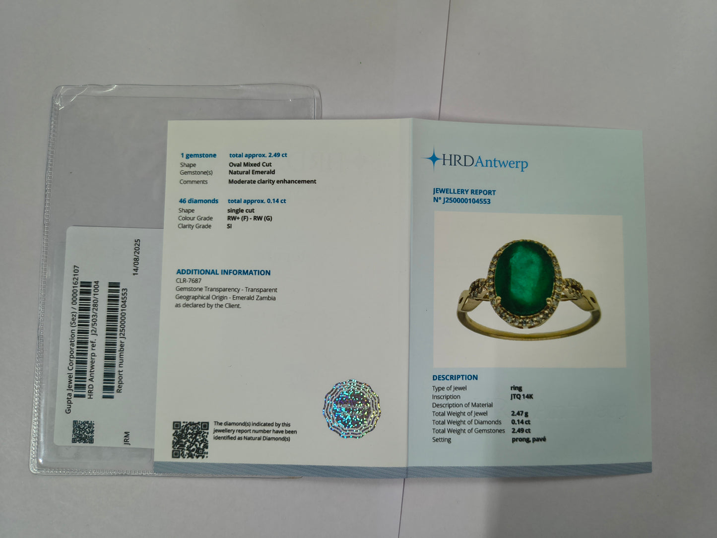 2.63 Ct Oval Mixed Cut Natural Emerald 14K Gold Ring