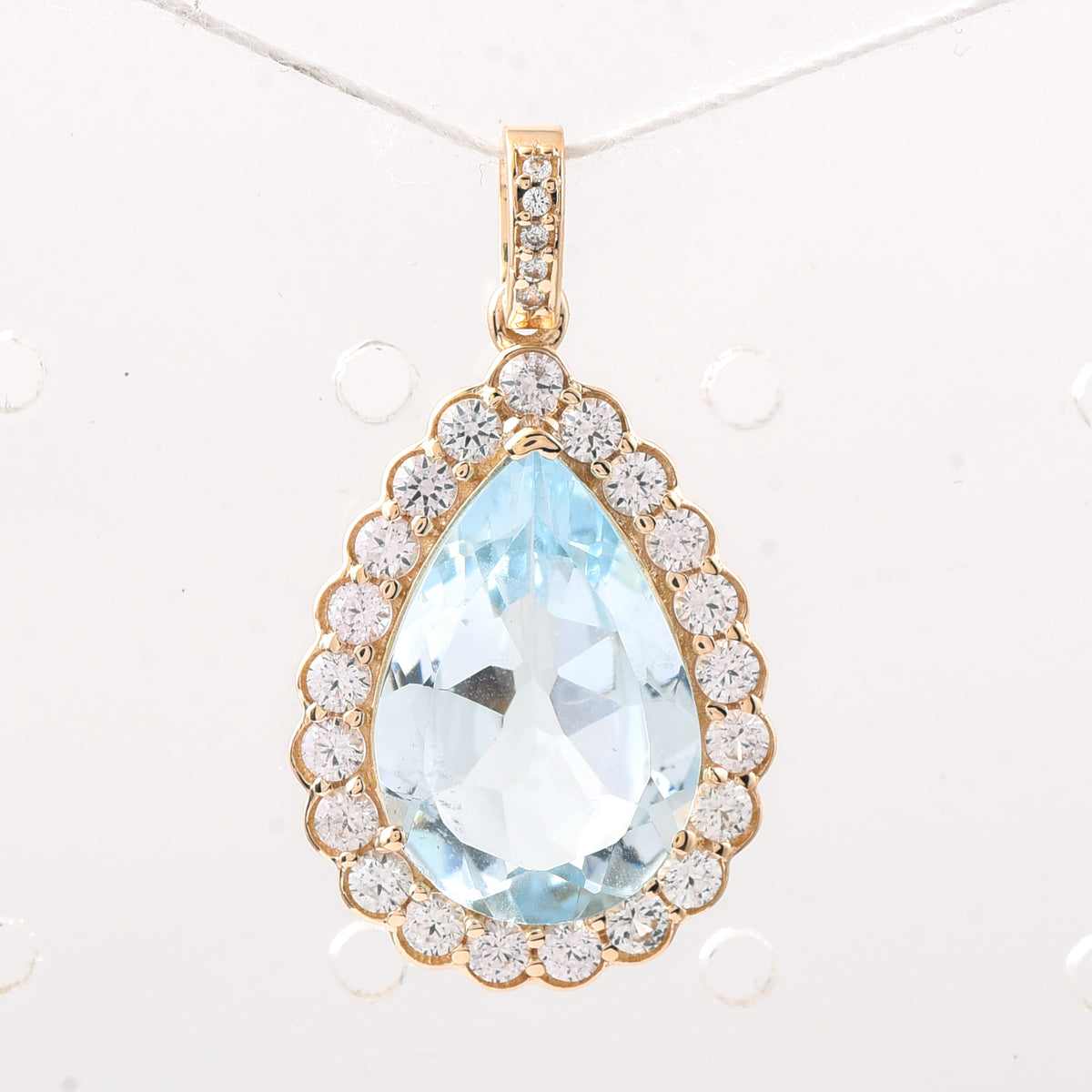 4.95 Ct Pear Aquamarine 9K Gold Pendant